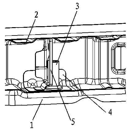 Mounting structure for automobile auxiliary frame at front section of engine cabin boundary beam