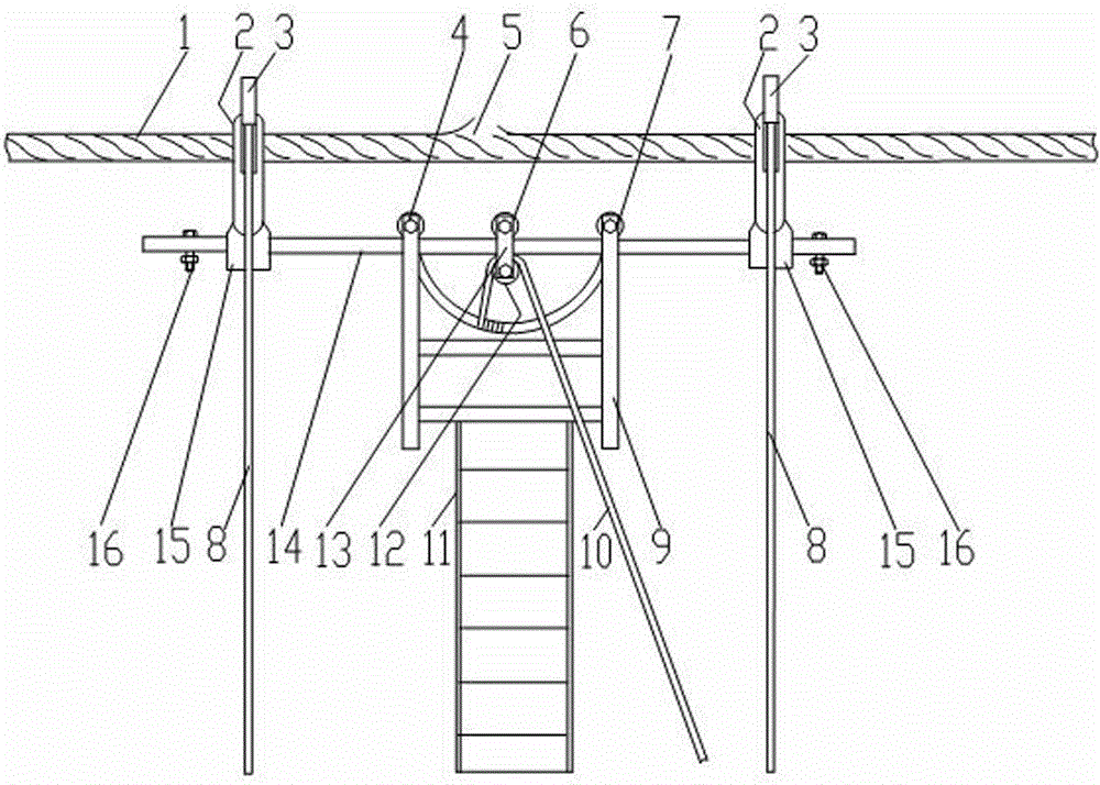 Hanging ladder for maintaining electric transmission wire