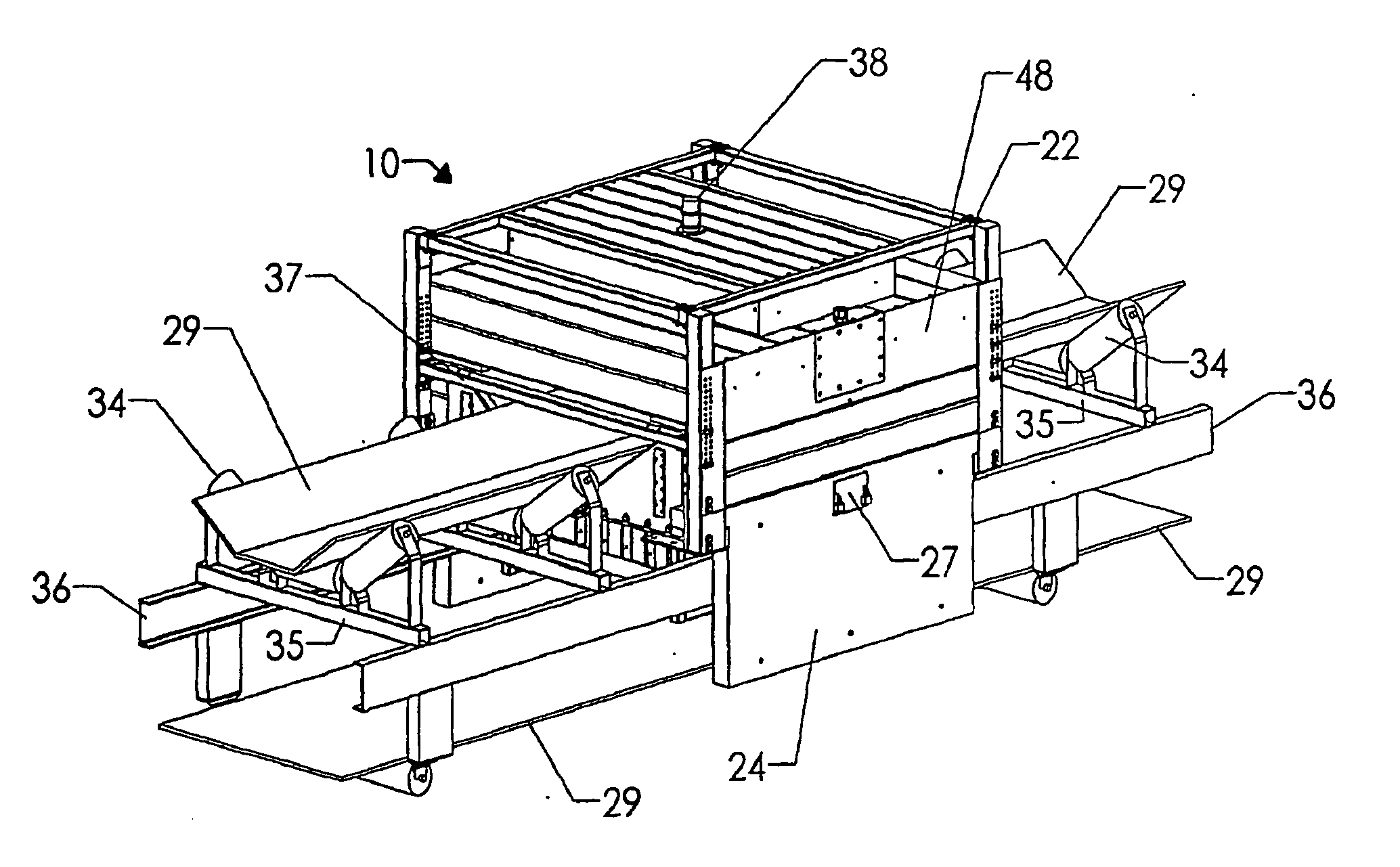 Bulk material analyzer assembly including structural beams containing radiation shielding material