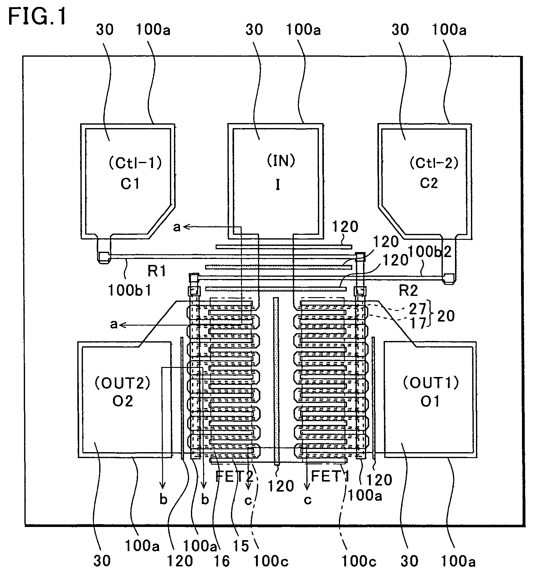 Semiconductor device with floating conducting region placed between device elements