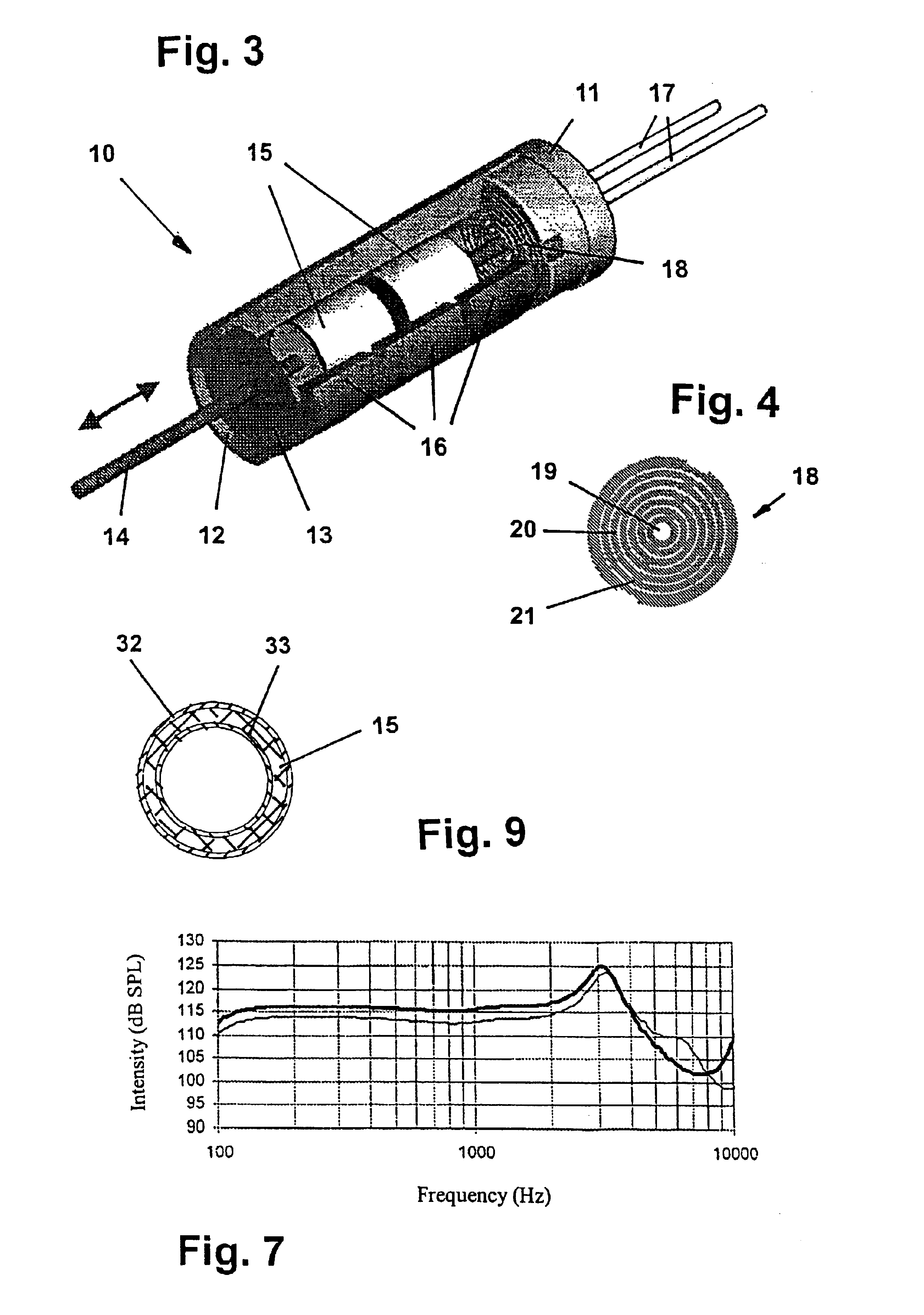 Implantable transducer for hearing aids and process for tuning the frequency response of one such transducer