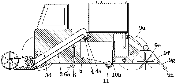 An agricultural machine for crushing wheat straw and returning it to the field