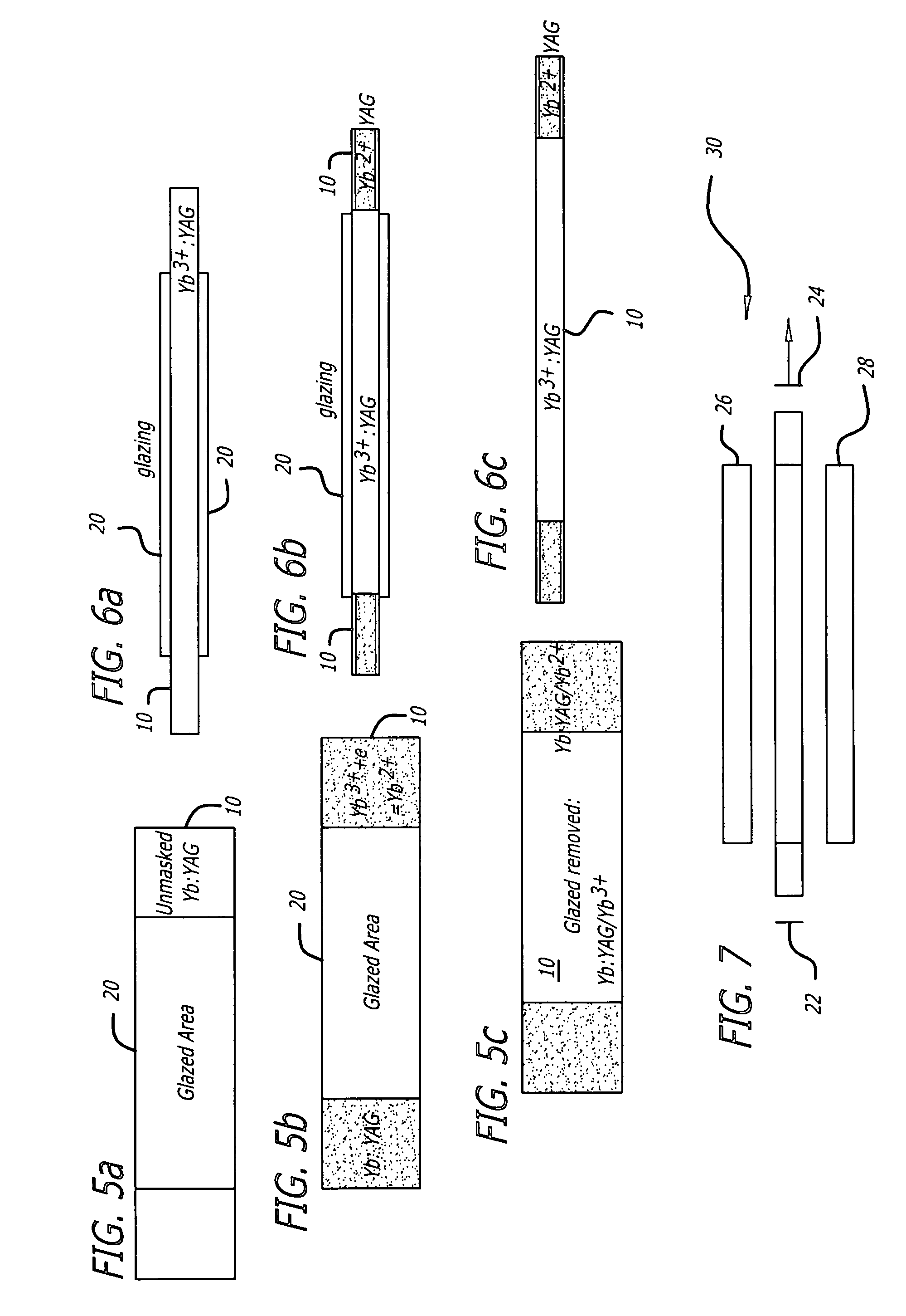 Solid-state laser with spatially-tailored active ion concentration using valence conversion with surface masking and method