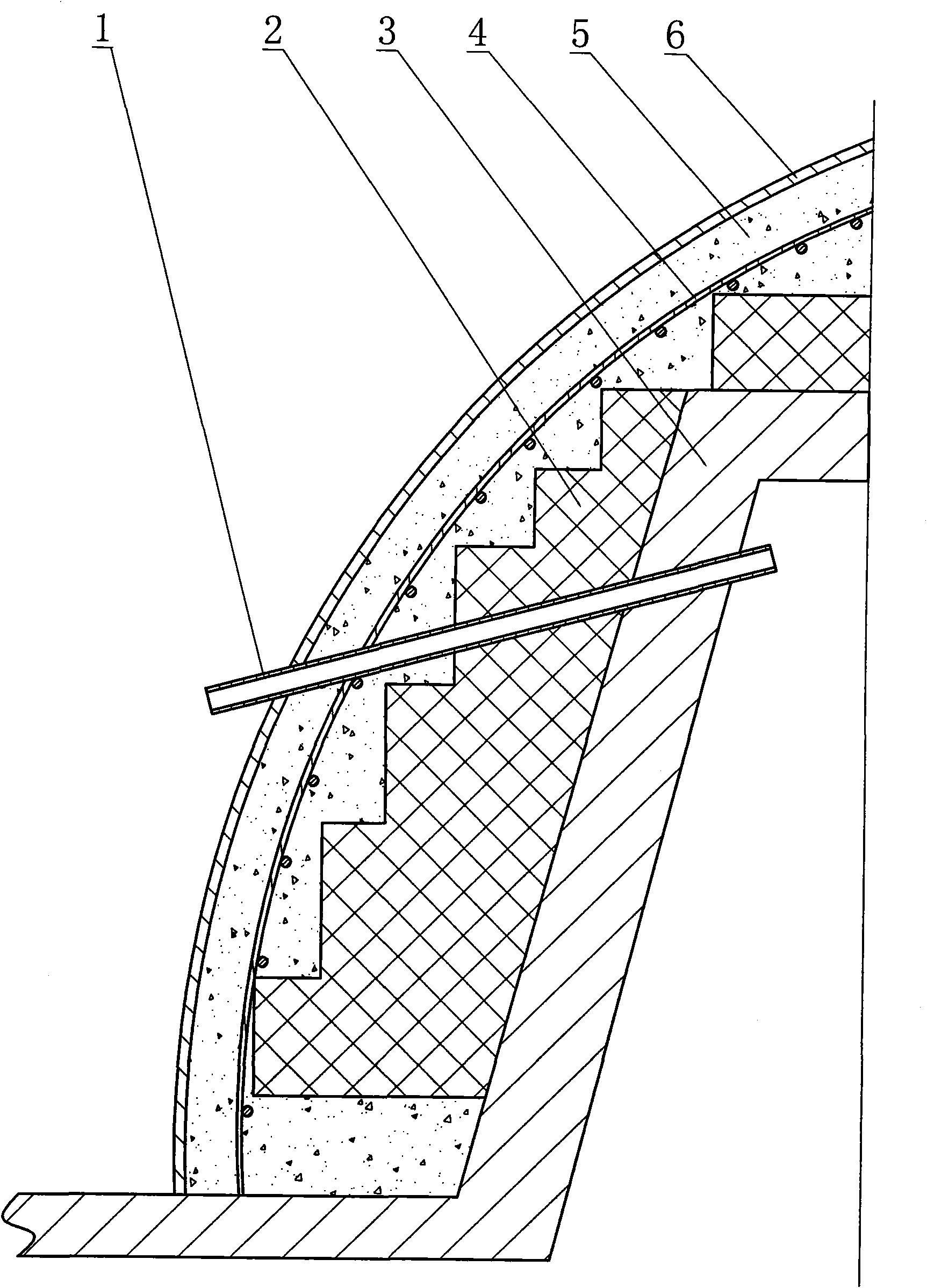 Construction method of hyperboloidal concrete structure of coal tower storage bunker incline wall