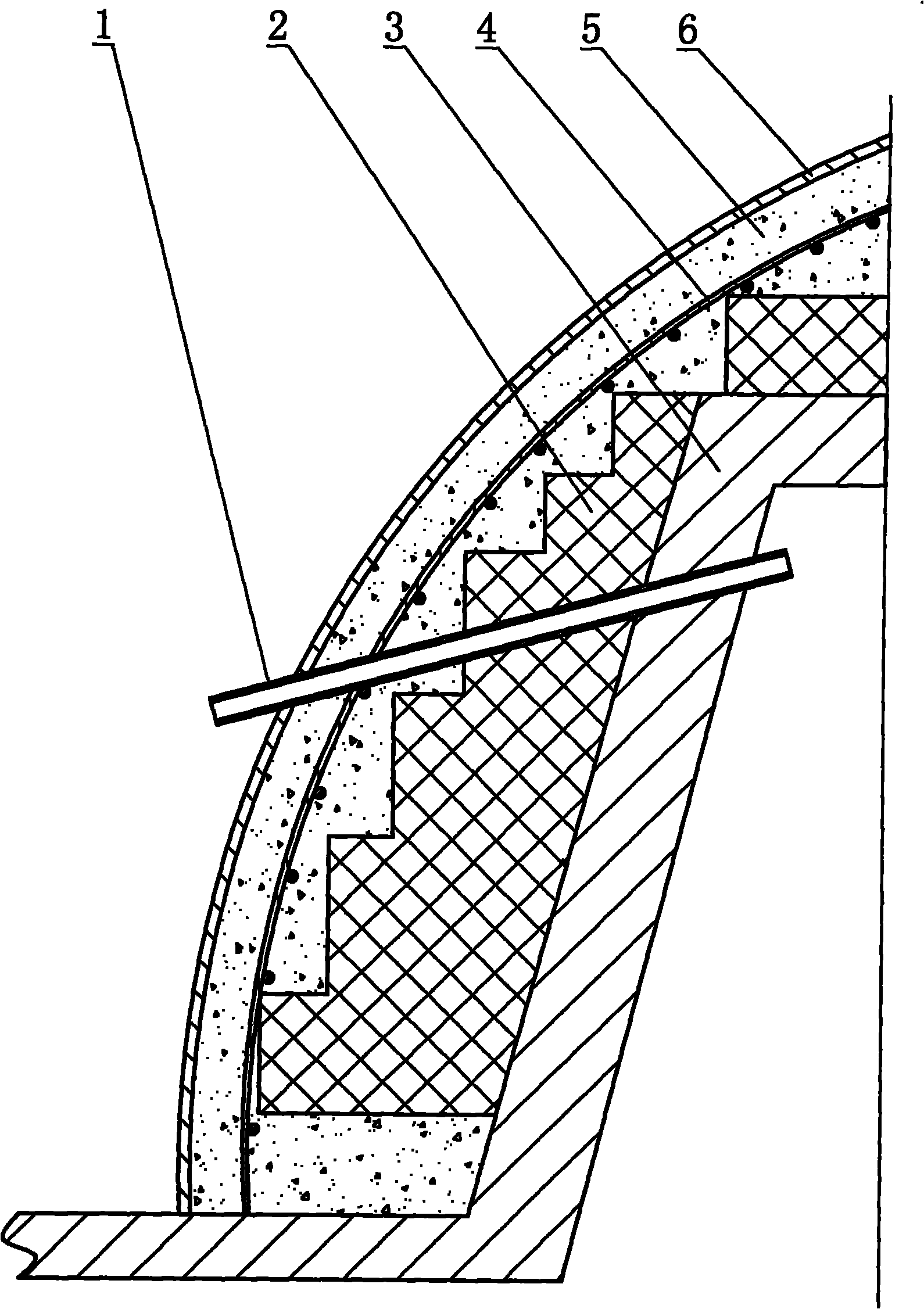 Construction method of hyperboloidal concrete structure of coal tower storage bunker incline wall