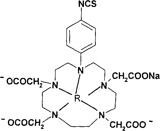 P-isosulfhydryl phenyl five-membered nitrogen heterocyclic ring tetraacethyl chelate and preparation thereof