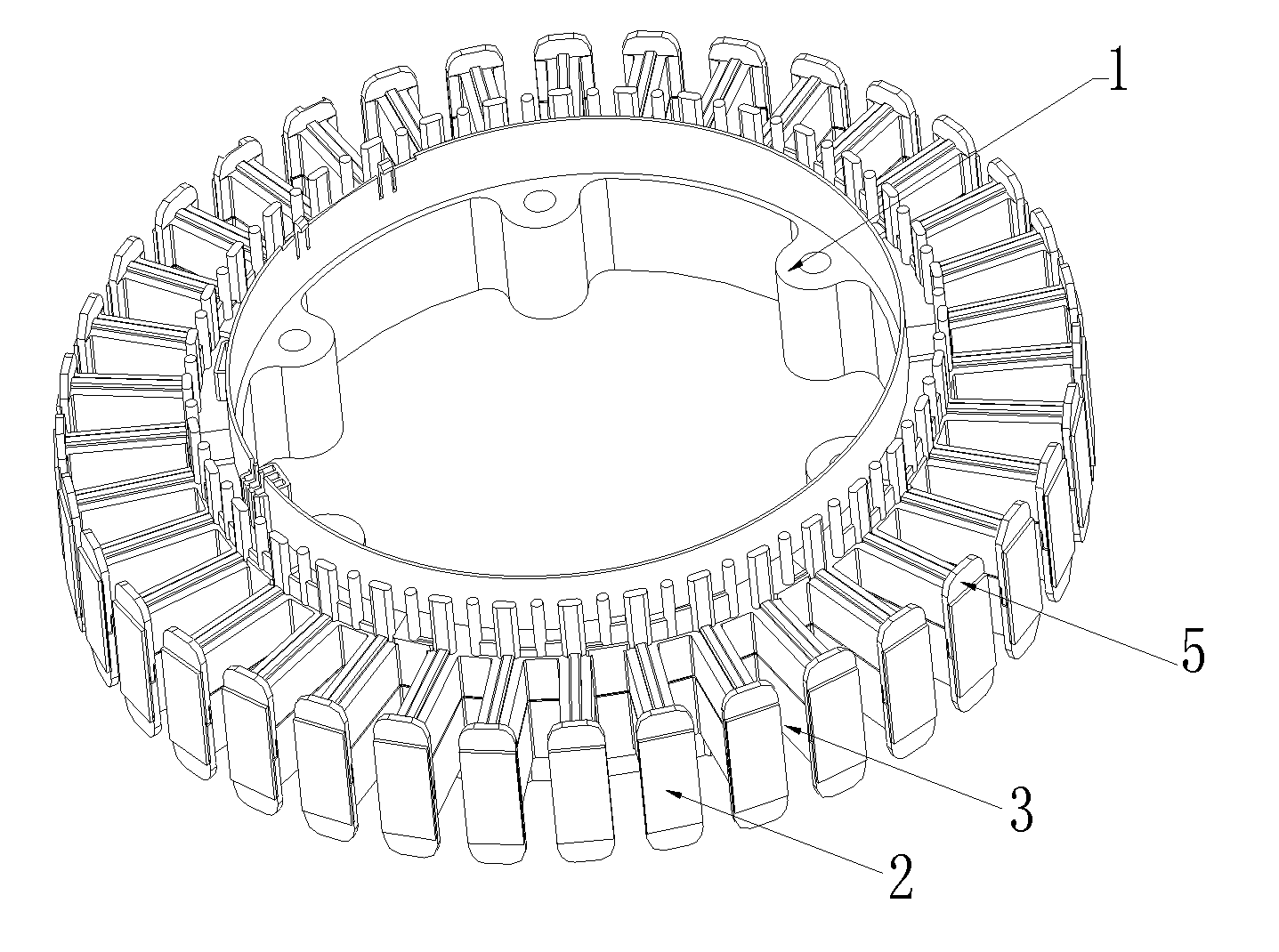 Stator and wire winding method therefor