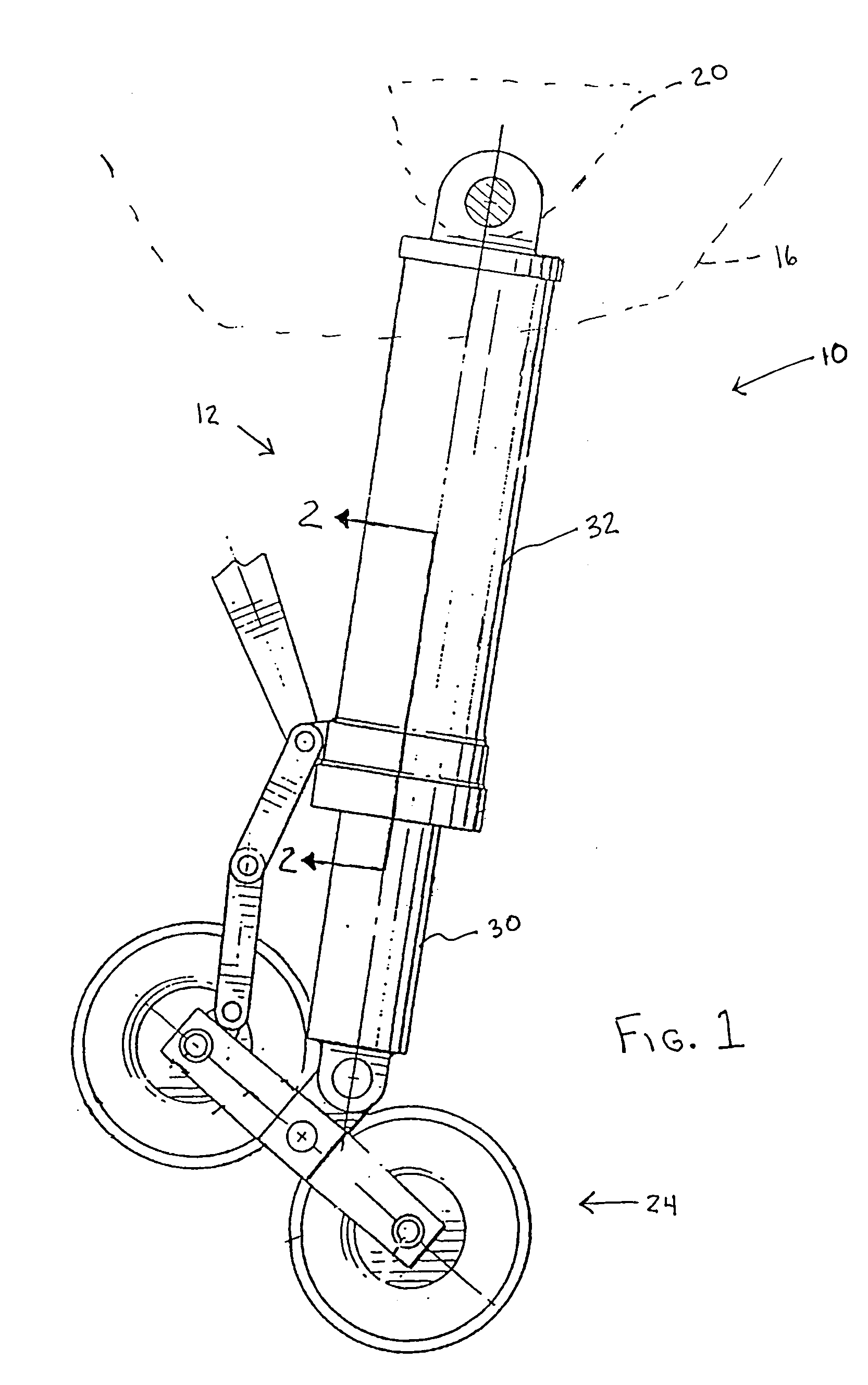 Aircraft shock strut having improved cylinder and bearings