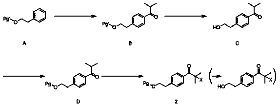 4-(2-halogenated isobutyryl) phenylethanol derivative and preparation method thereof