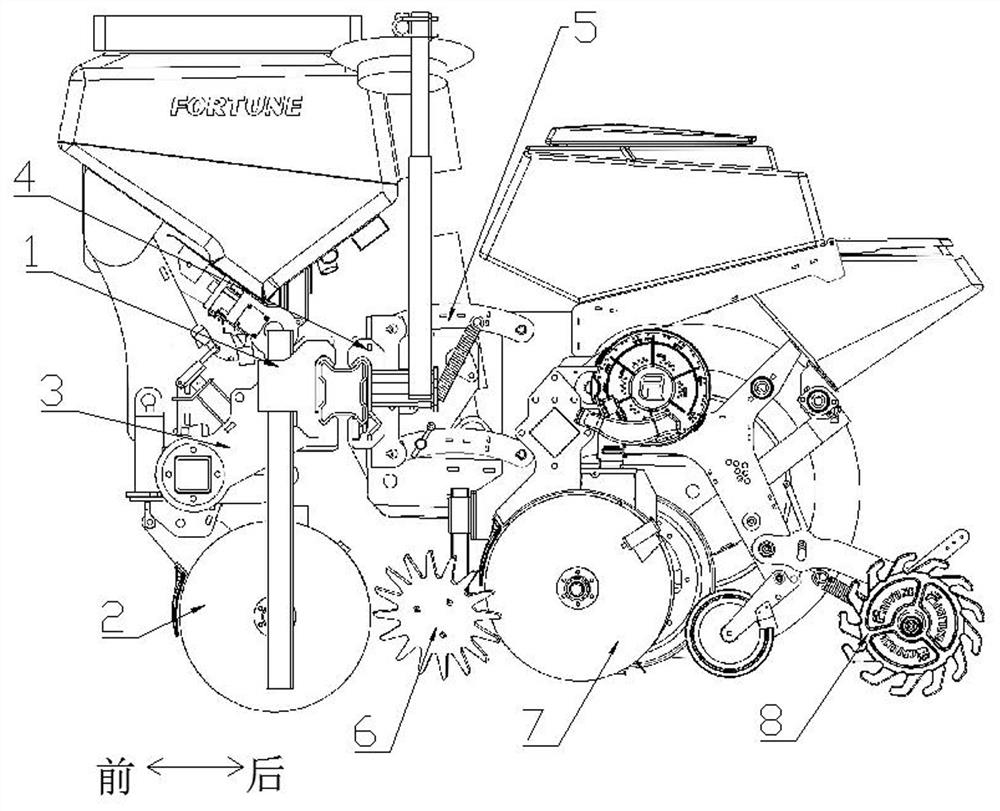 Fertilizing and seeding device for precision seeder