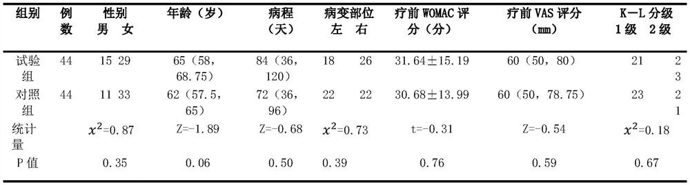 Pharmaceutical composition for treating knee osteoarthritis as well as preparation method and use method thereof