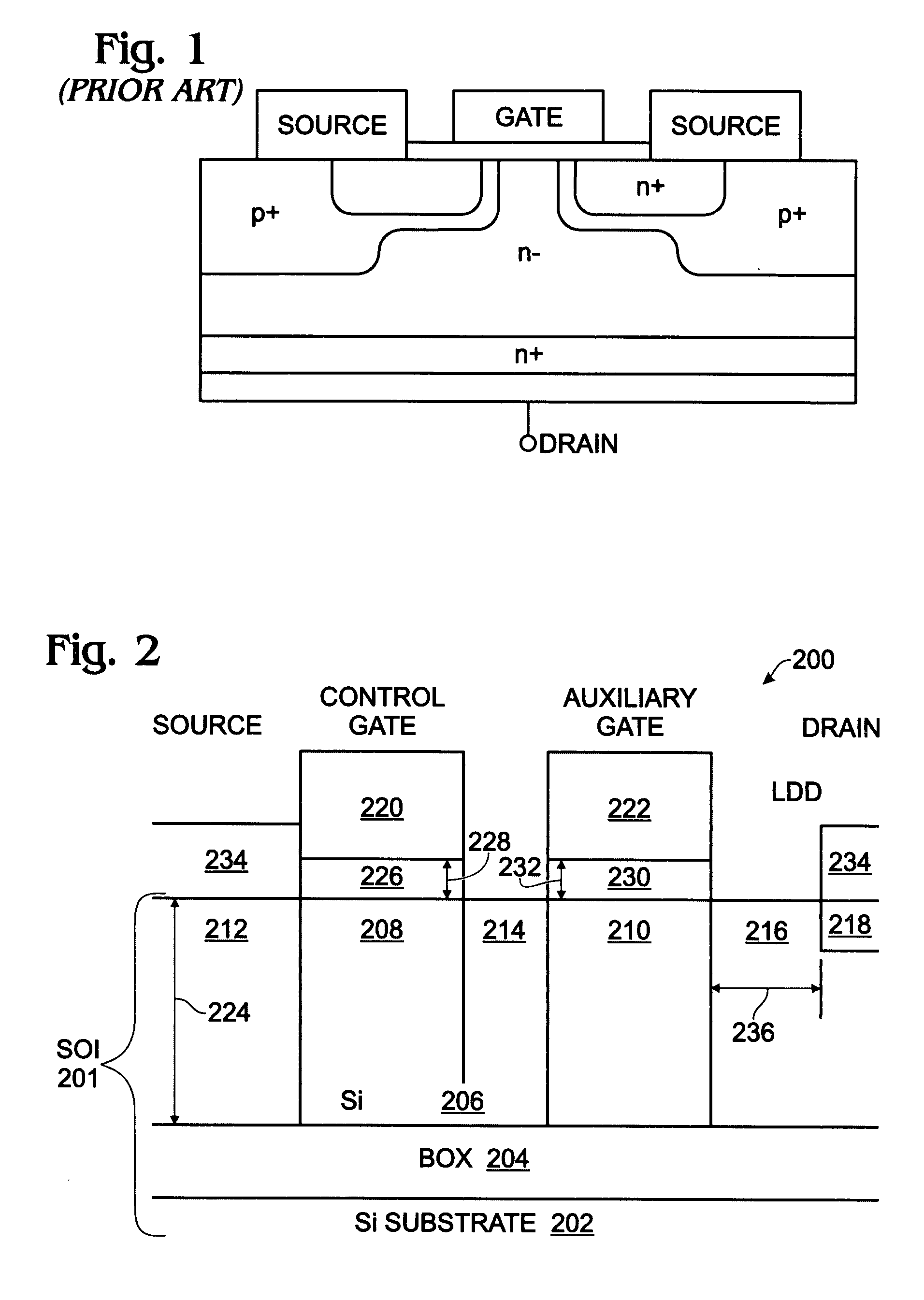 Thin silicon-on-insulator high voltage auxiliary gated transistor