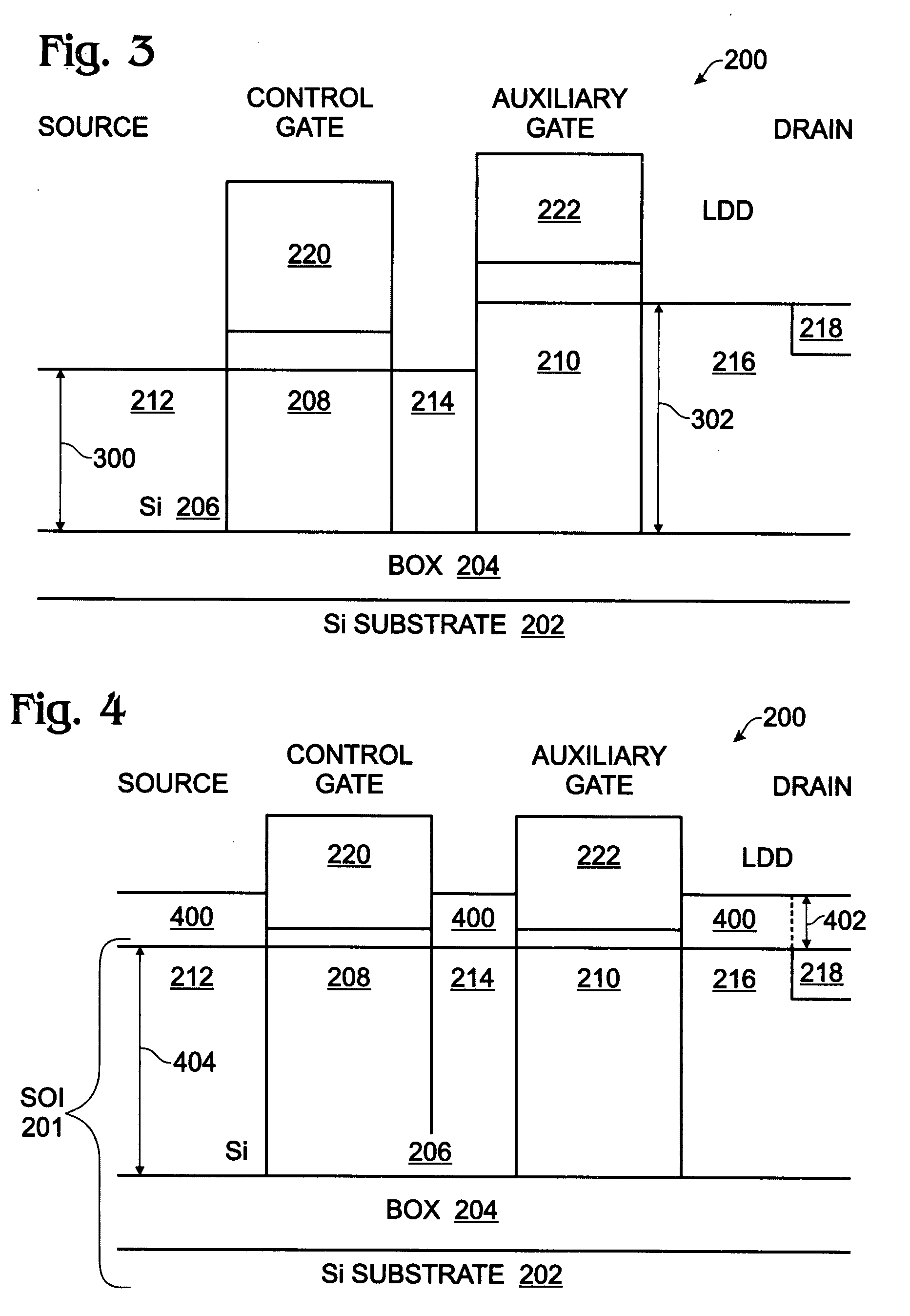 Thin silicon-on-insulator high voltage auxiliary gated transistor