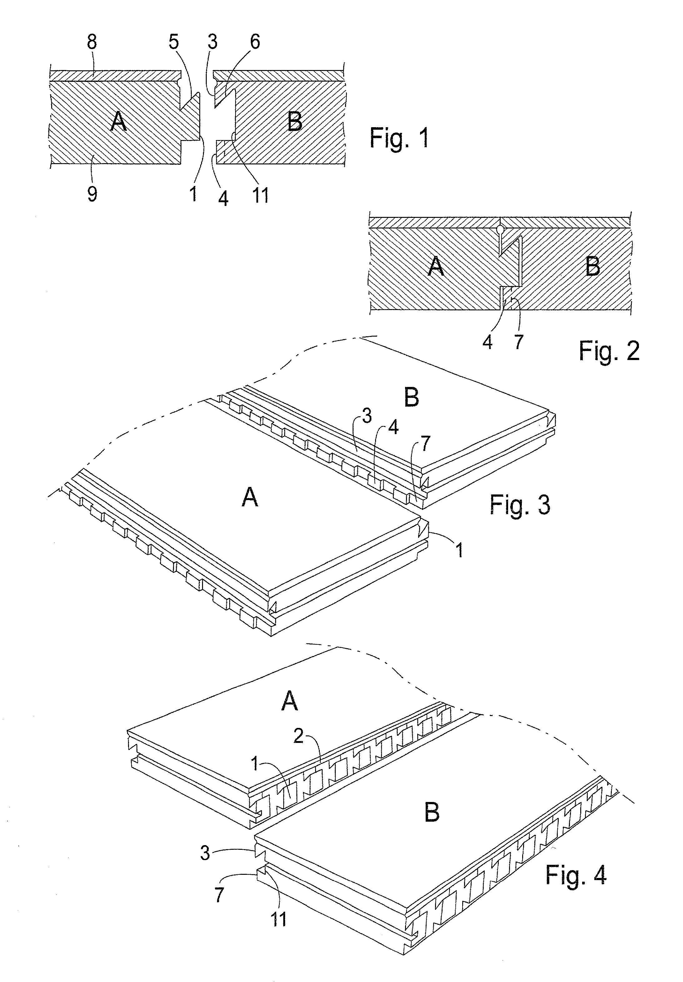 Joining system and method for floor boards and boards therefor