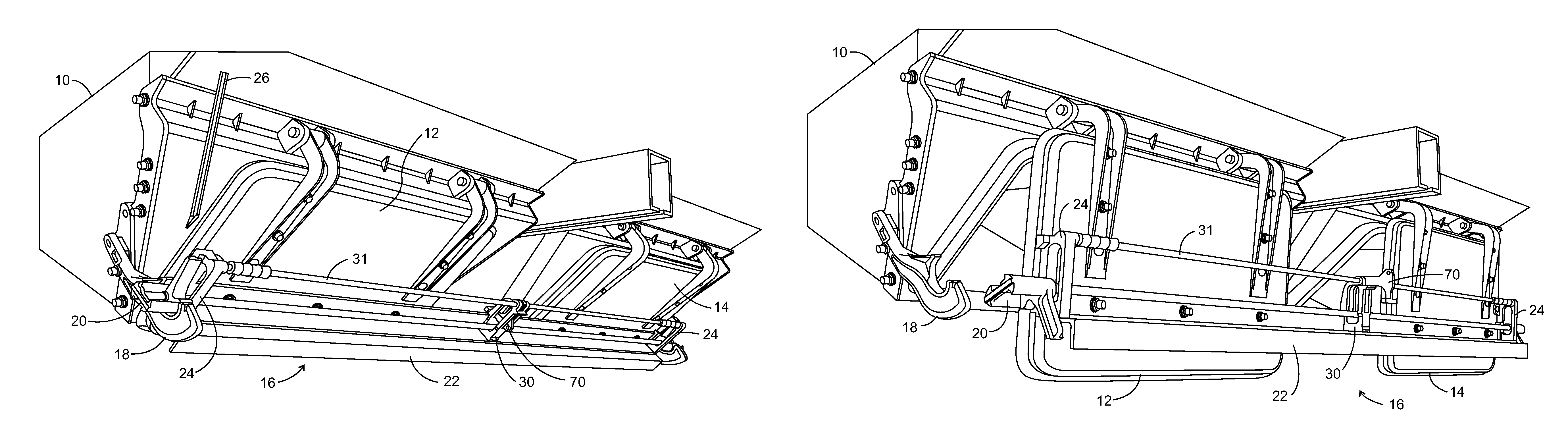 Dual stage railroad hopper car door actuating mechanism