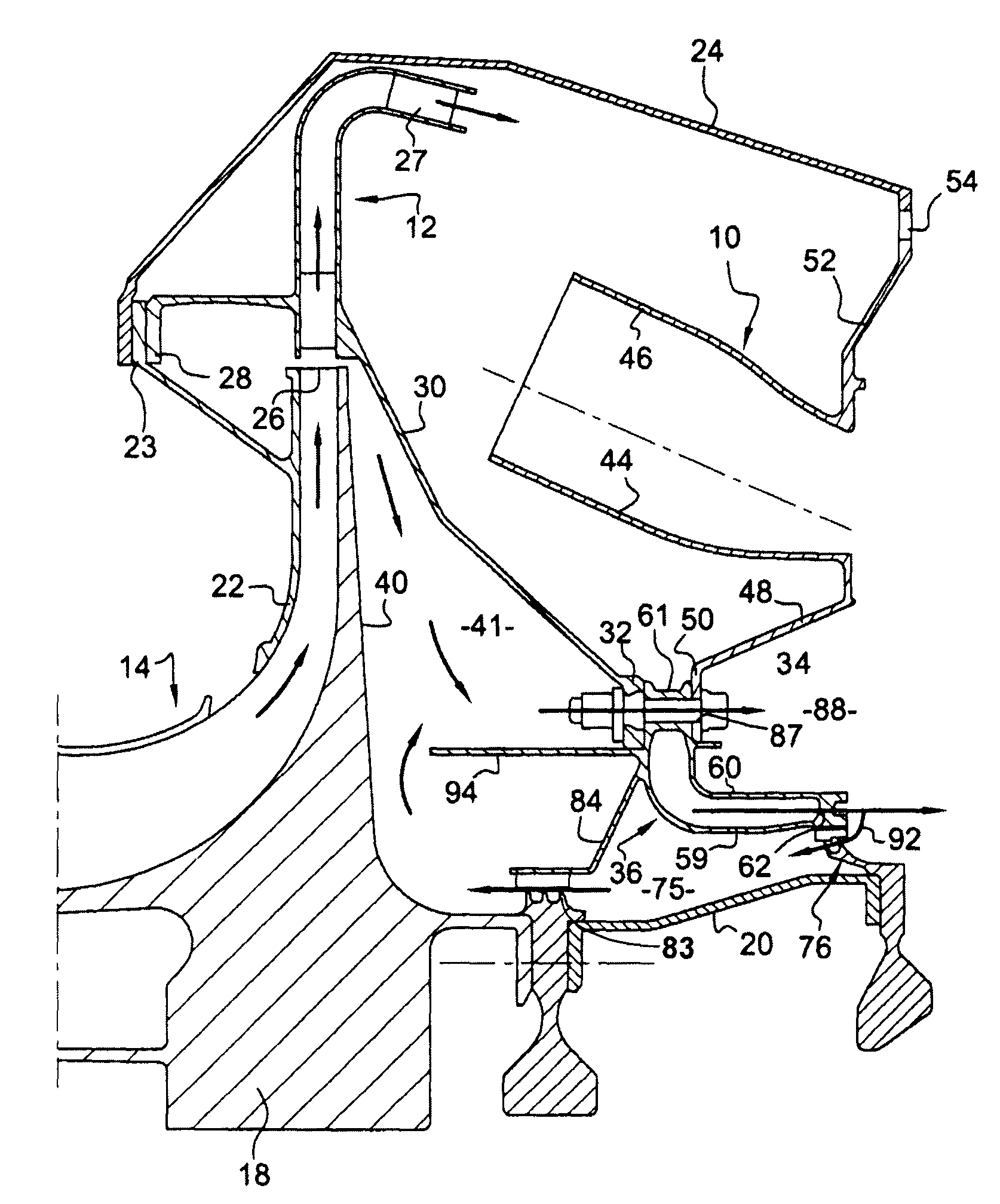 Turbomachine comprising a system for cooling the downstream face of an impeller of a centrifugal compressor