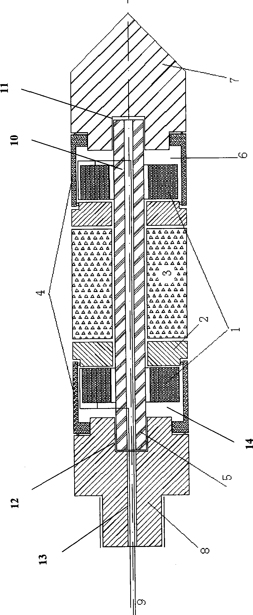 Penetration soil layer original position elastic wave testing device