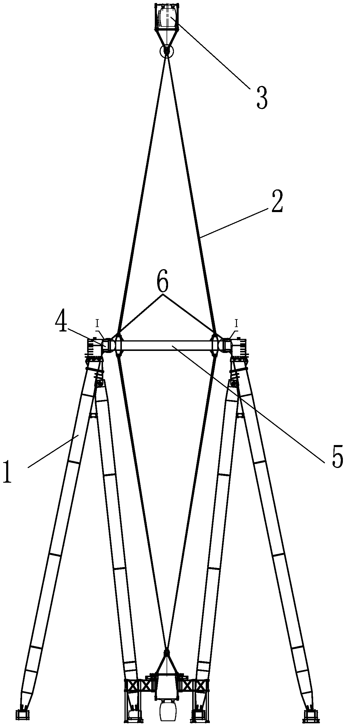 A ferris wheel main shaft support structure