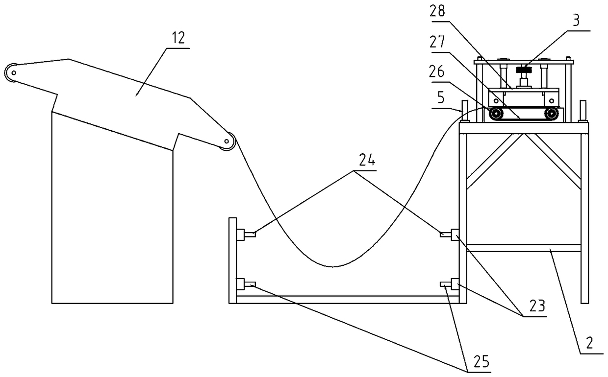 A guide plate coil material fixed-length feeding device