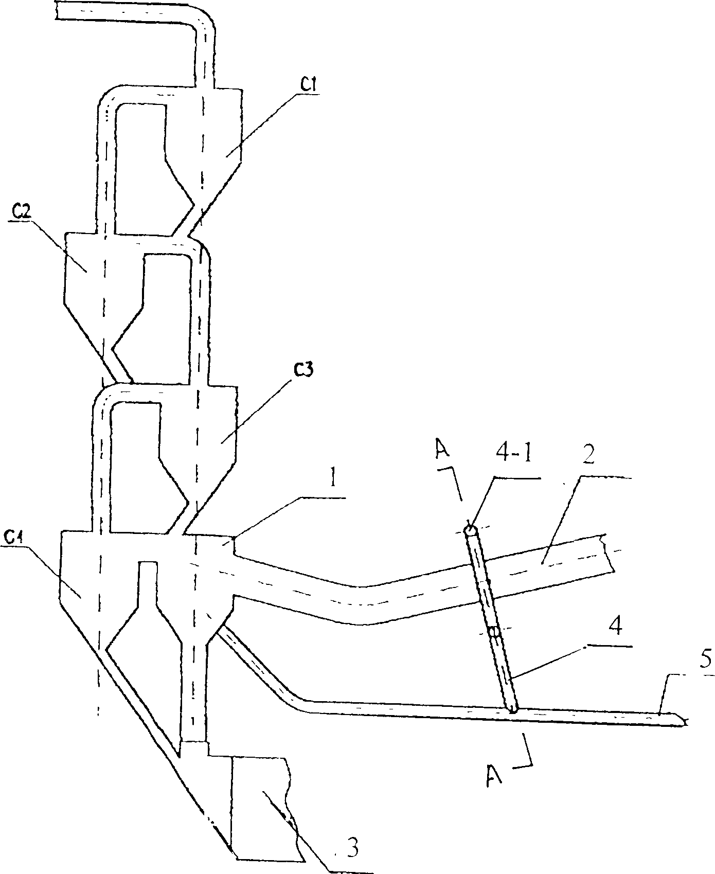 Tertiary air duct coal powder preheating and prefiring method for cement predecomposition kiln