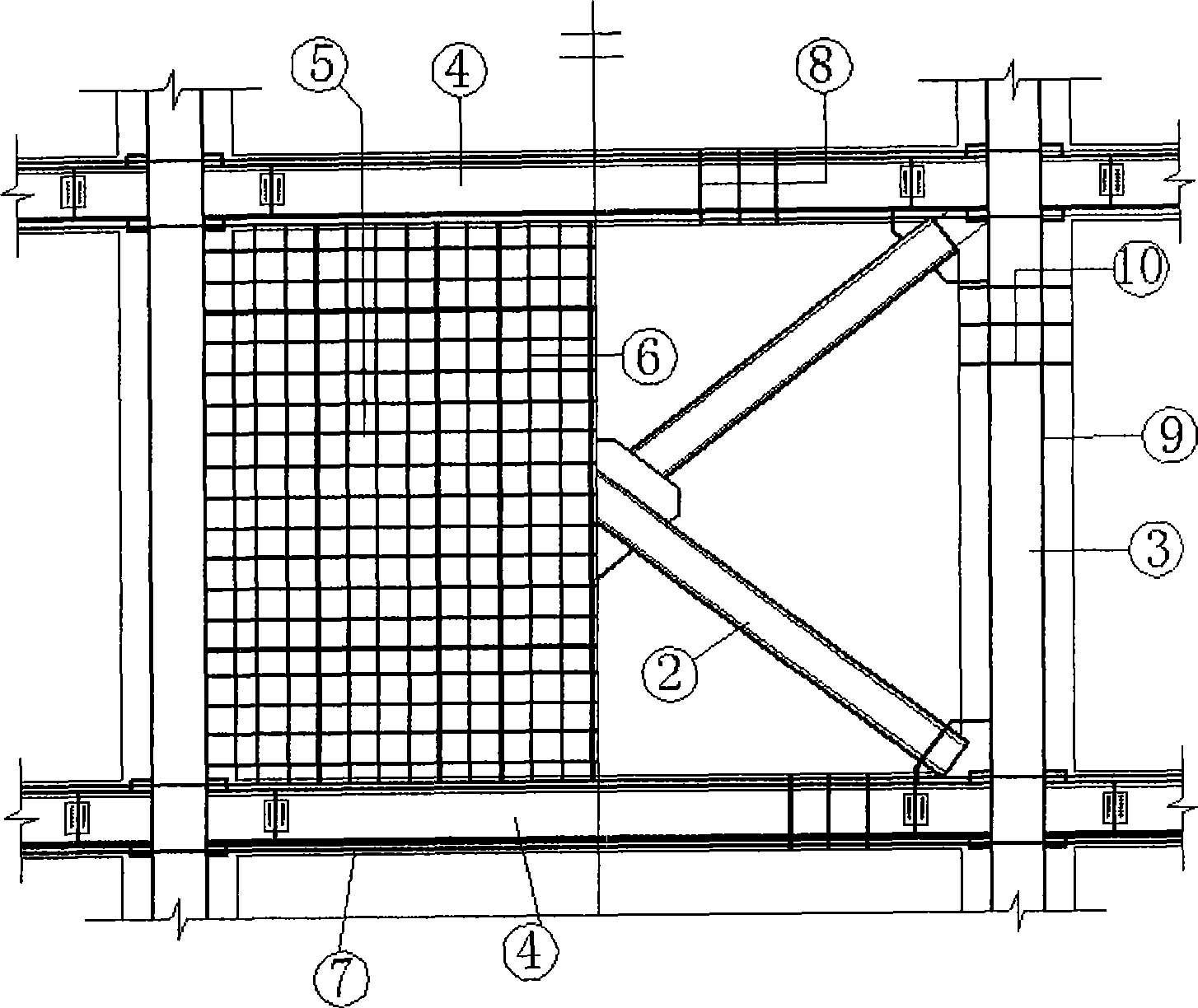 Folding frame - steel support - concrete combined shear wall and manufacturing method thereof