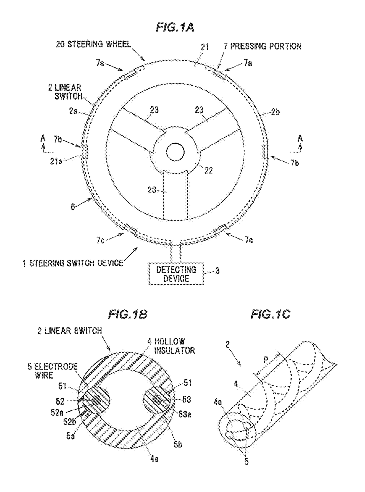 Steering wheel switch device