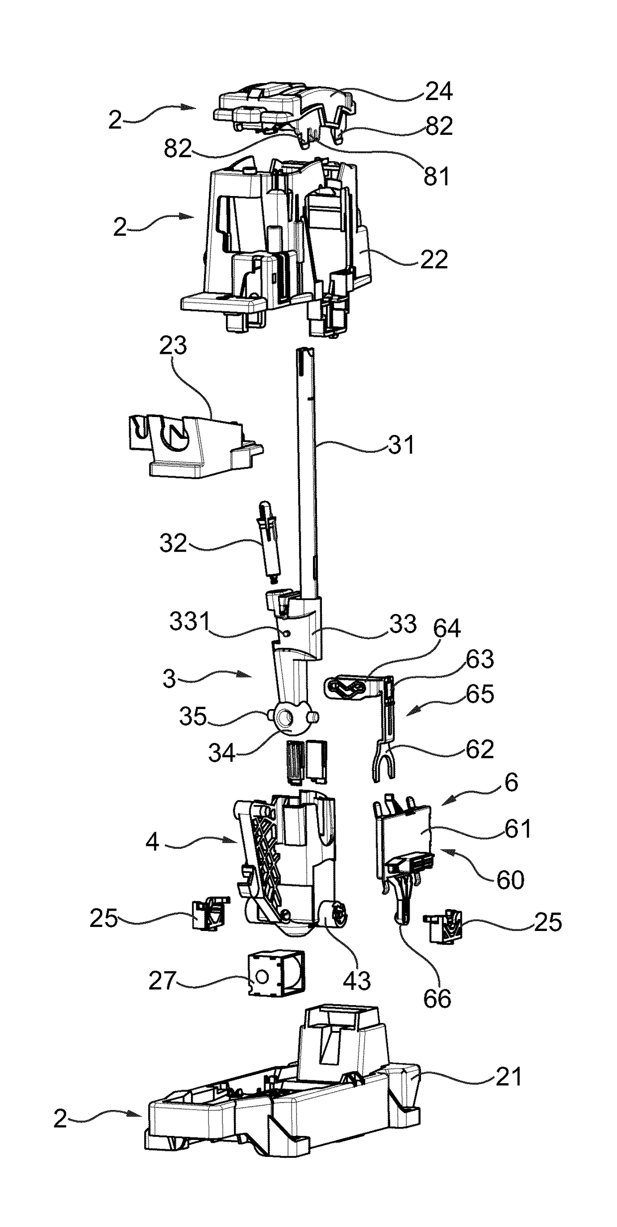 Shift lever assembly with electronic detection of modes of transmission