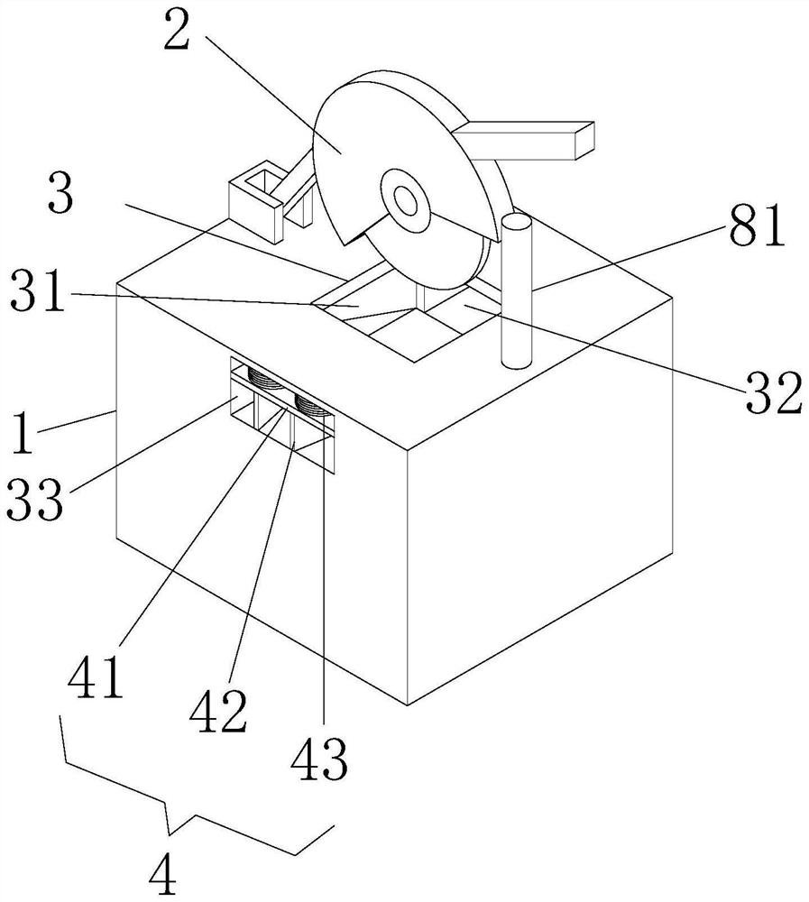 A cutting device for aluminum alloy window frame processing