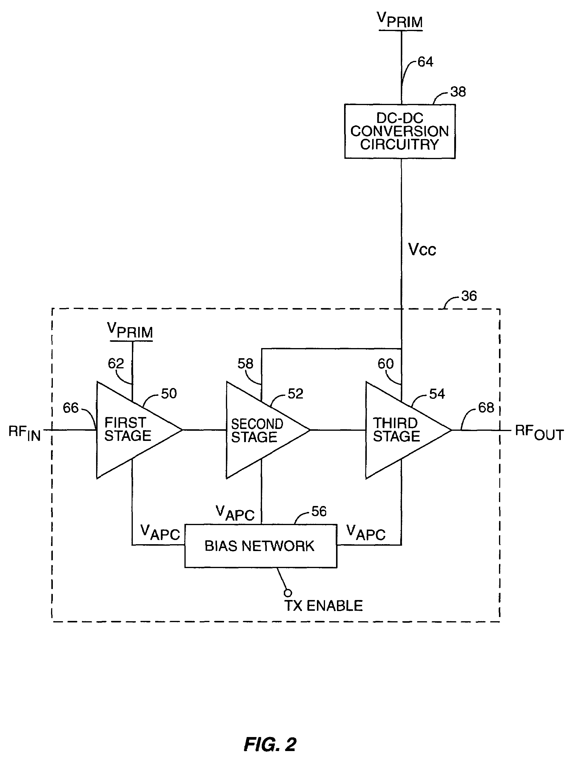 Power amplifier control using a switching power supply