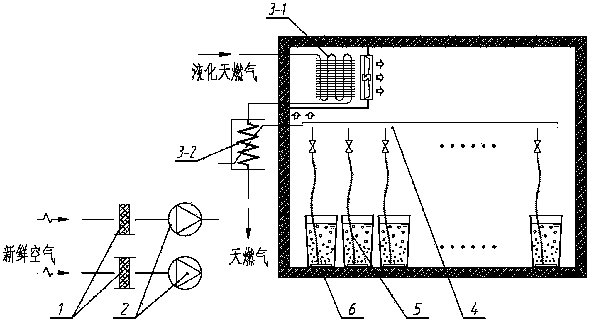 Low-temperature oxygenation compartment system for fresh aquatic product LNG transport vehicle