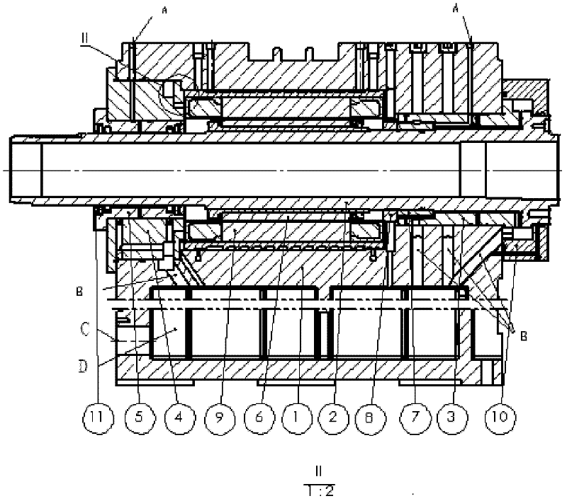 Large-sized precise direct-driving main shaft structure