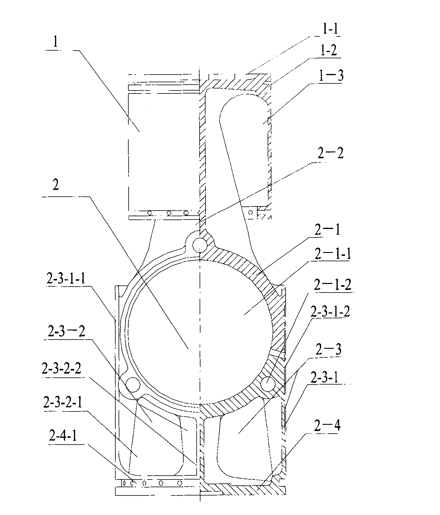 Piston for double-stroke crank round sliding block internal combustion engine and internal combustion engine
