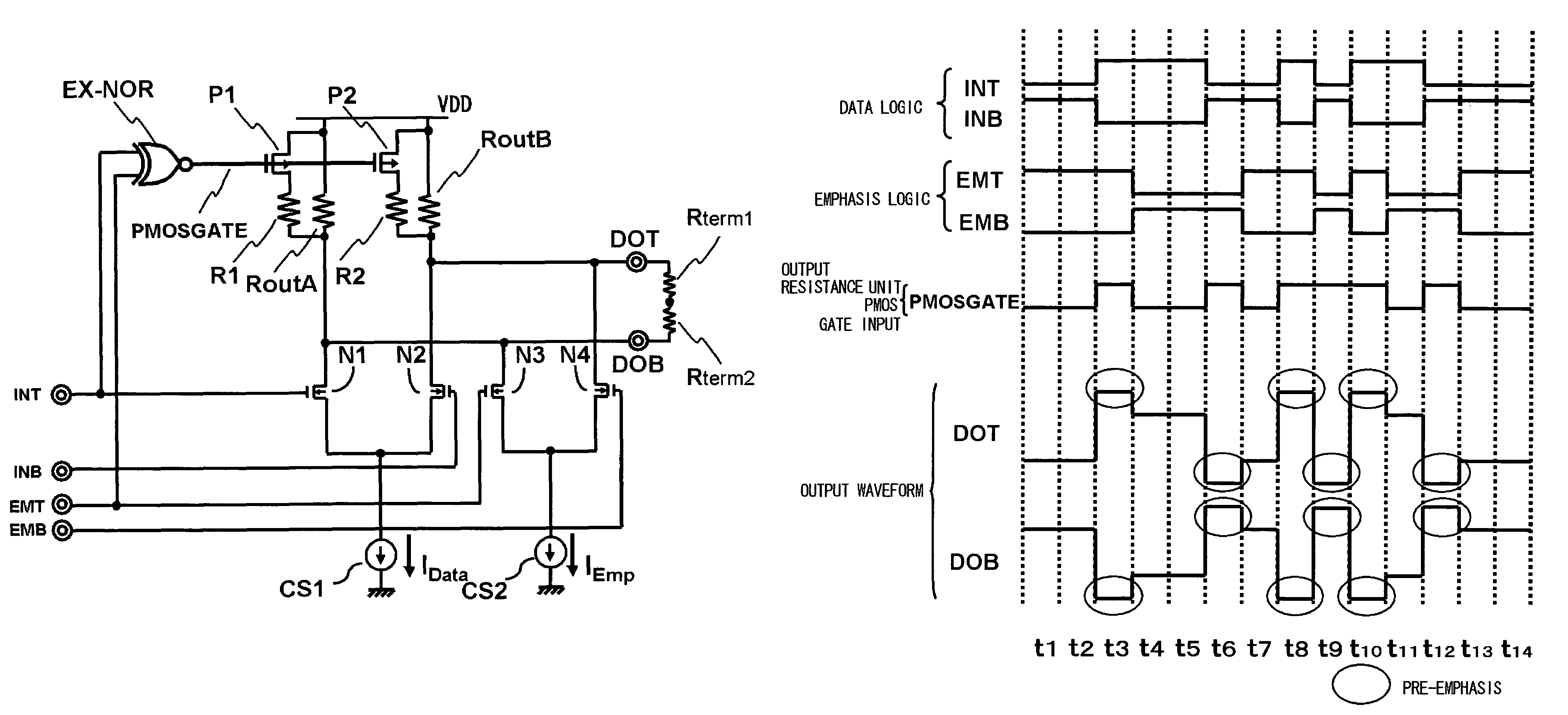 Output buffer circuit with control circuit for changing resistance of output resistor pair