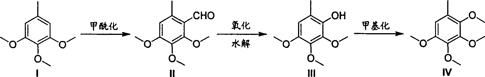2,3,4,5-tetramethoxyl toluene synthesis method