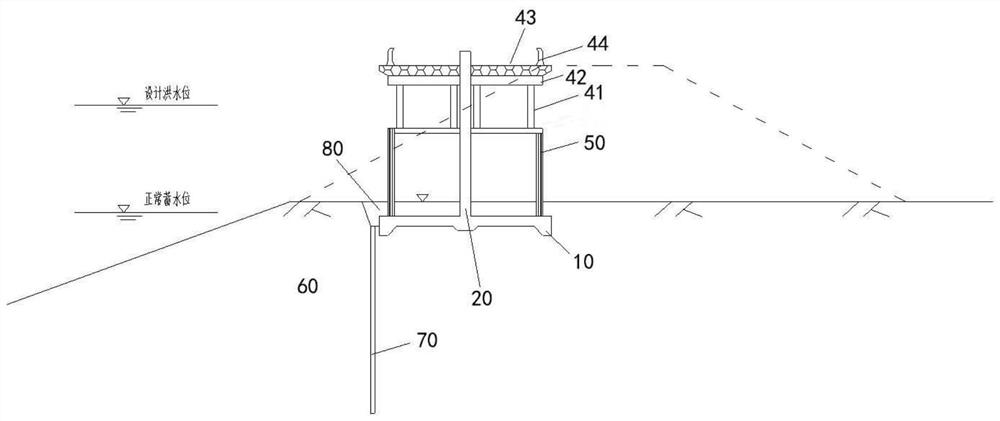 Flood control wall combined with bridge paving and construction method