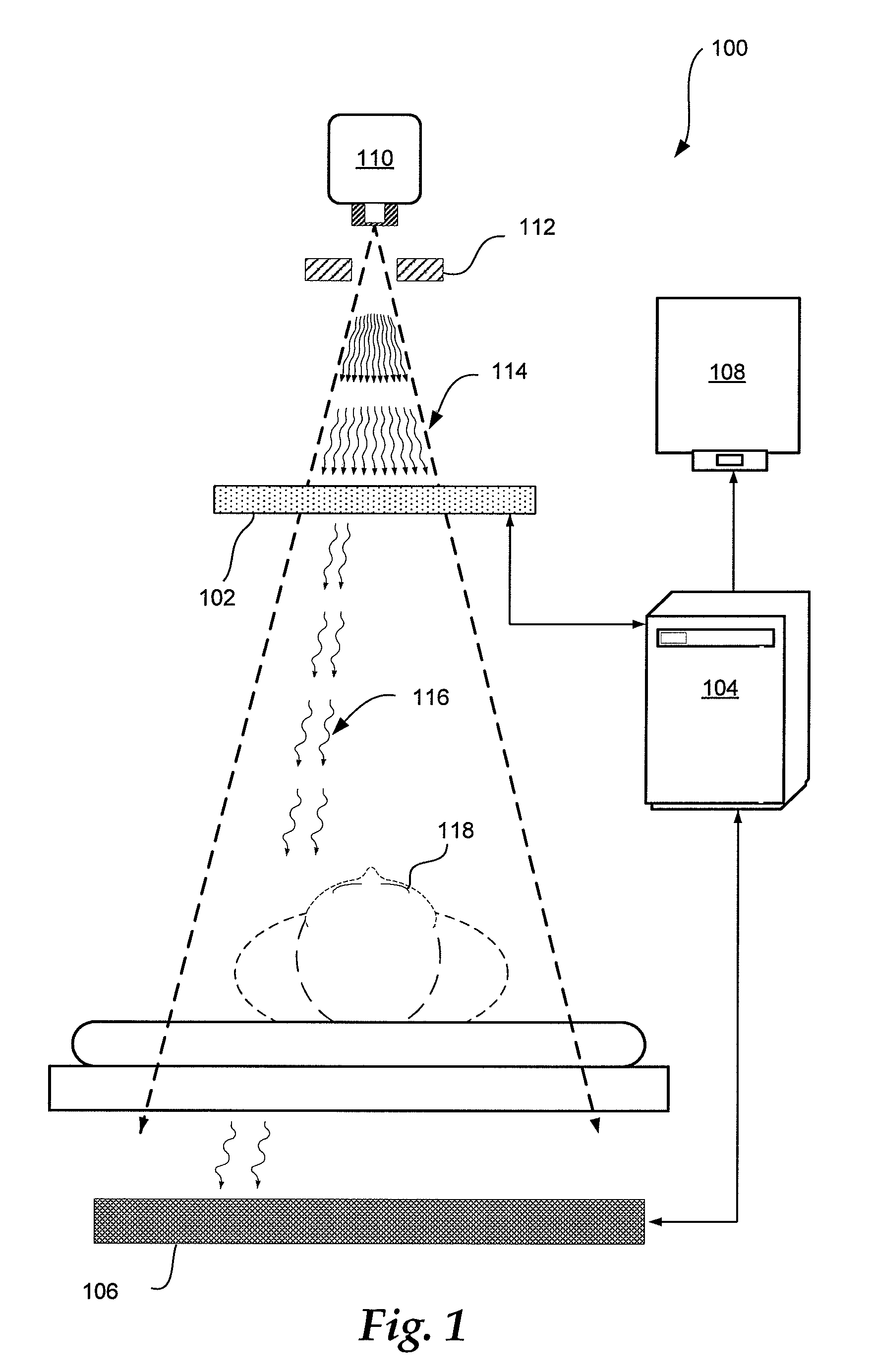 Radiation attenuation device and method includes radiation attenuating fluid and directly communicating adjacent chambers