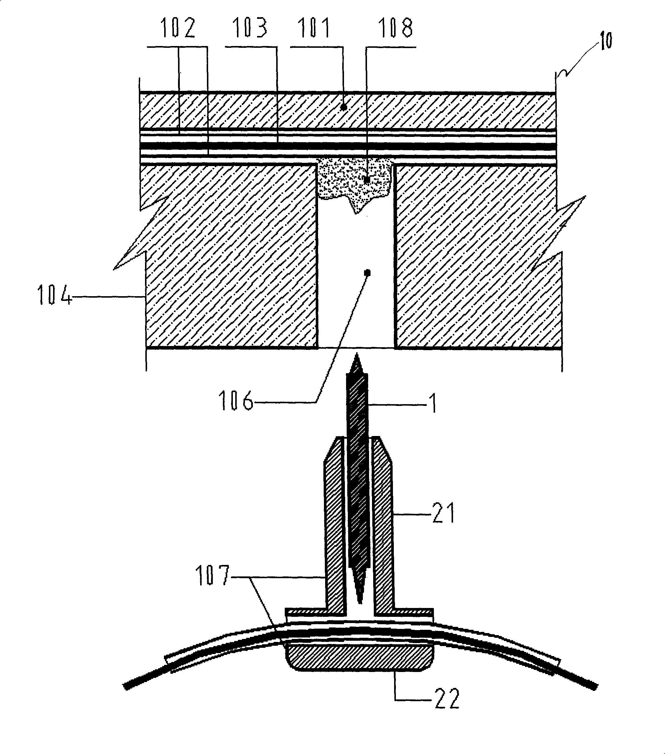 Assembly type puncture connection electrode