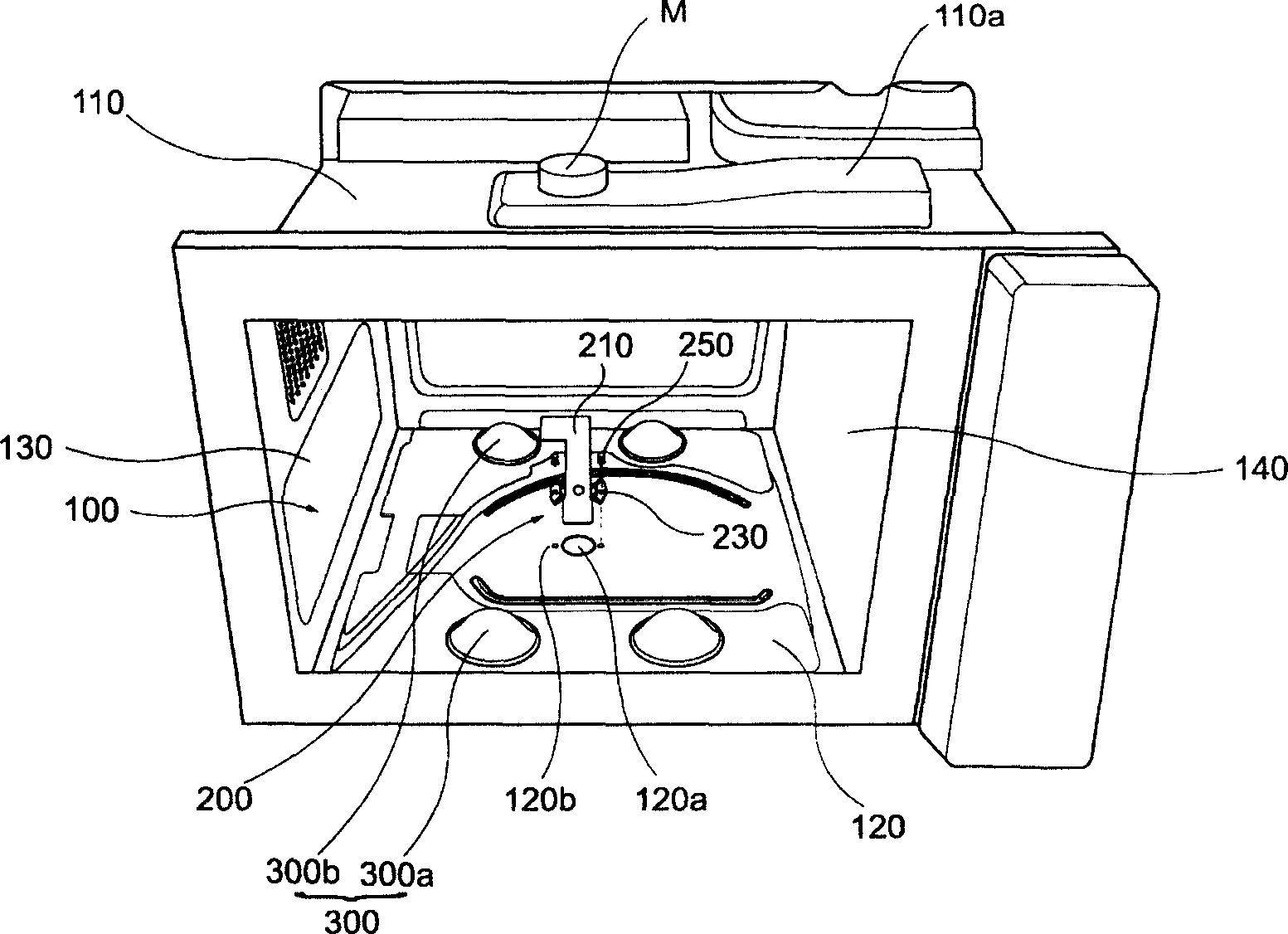 Surface plate structure for bottom of microwave oven chamber