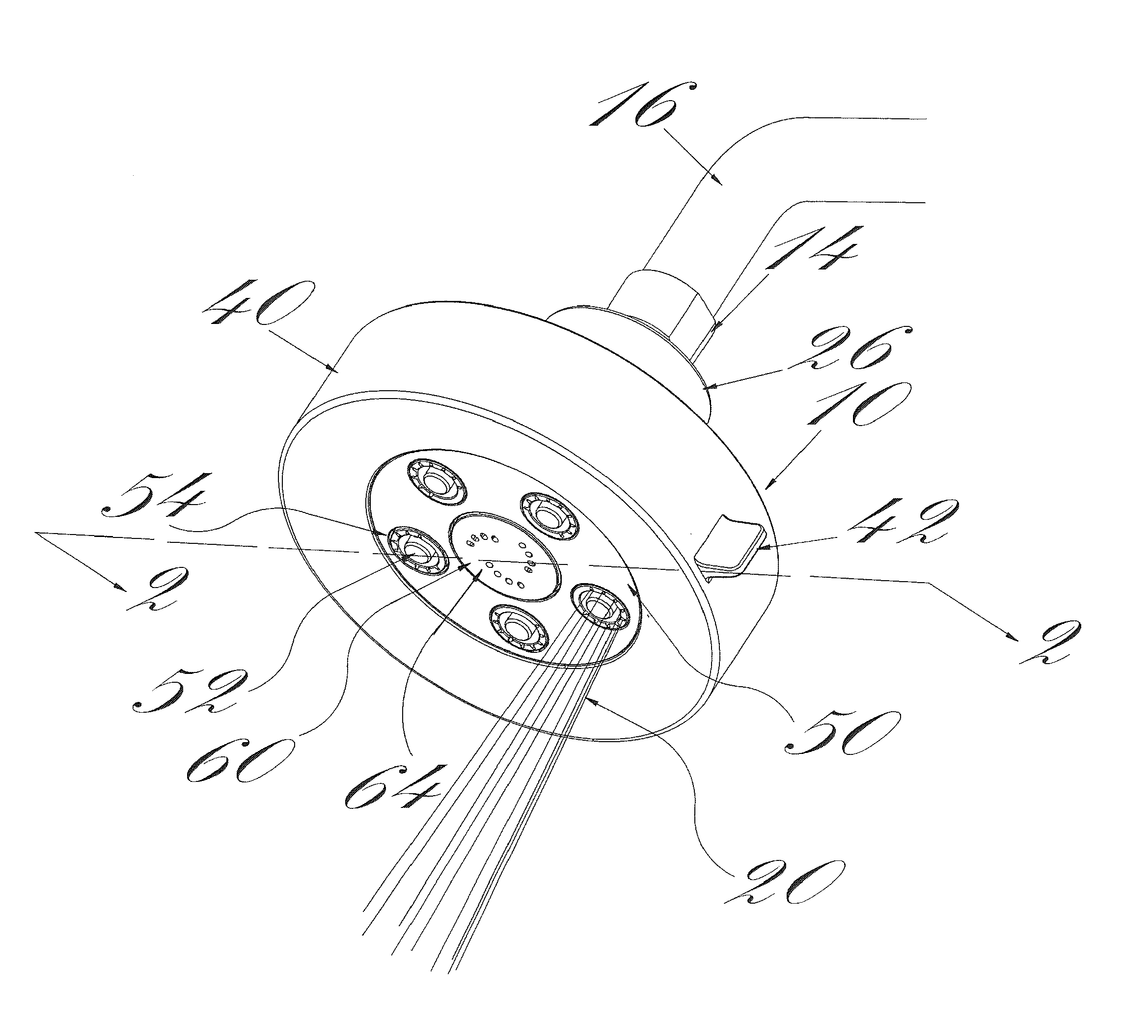 Showerhead with 360 degree rotational spray control