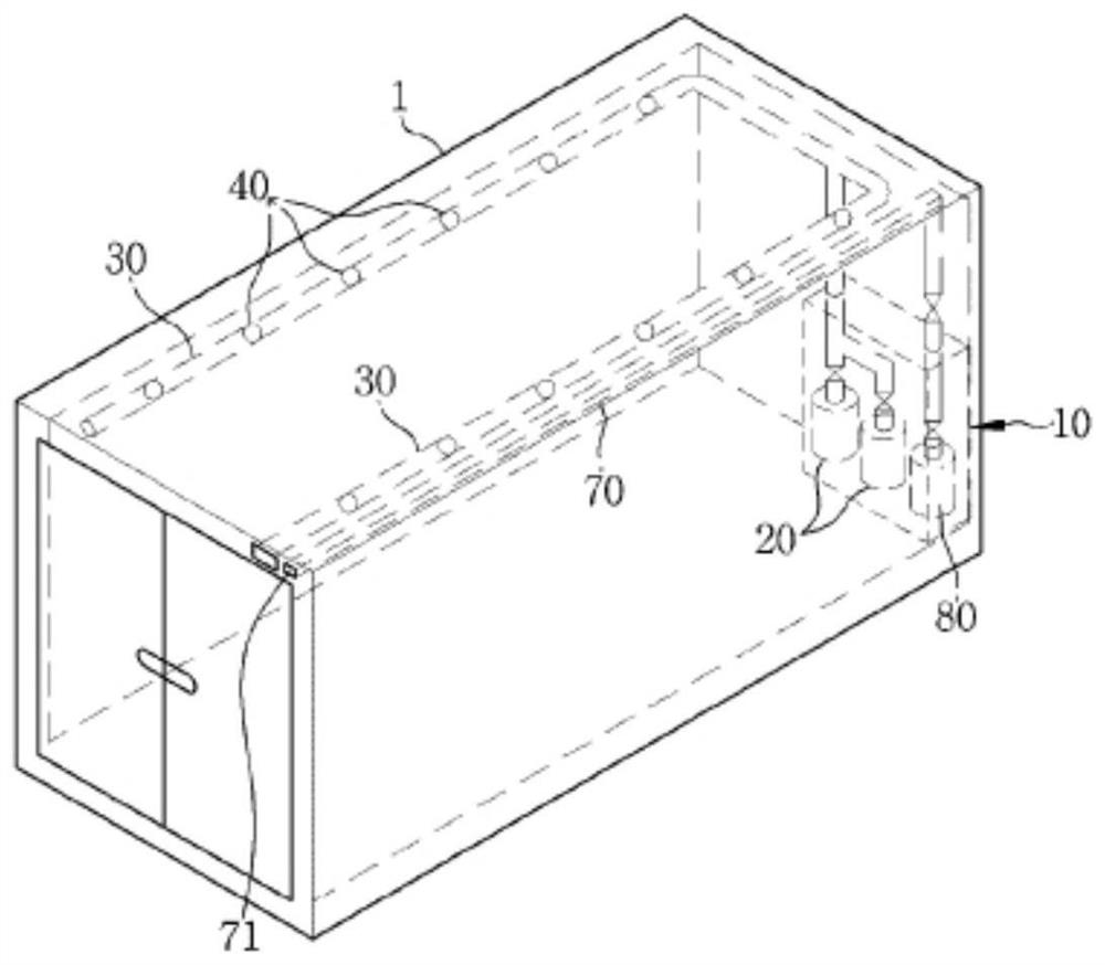 Pipe-type fire extinguishing equipment for extinguishing fire inside ship transport container