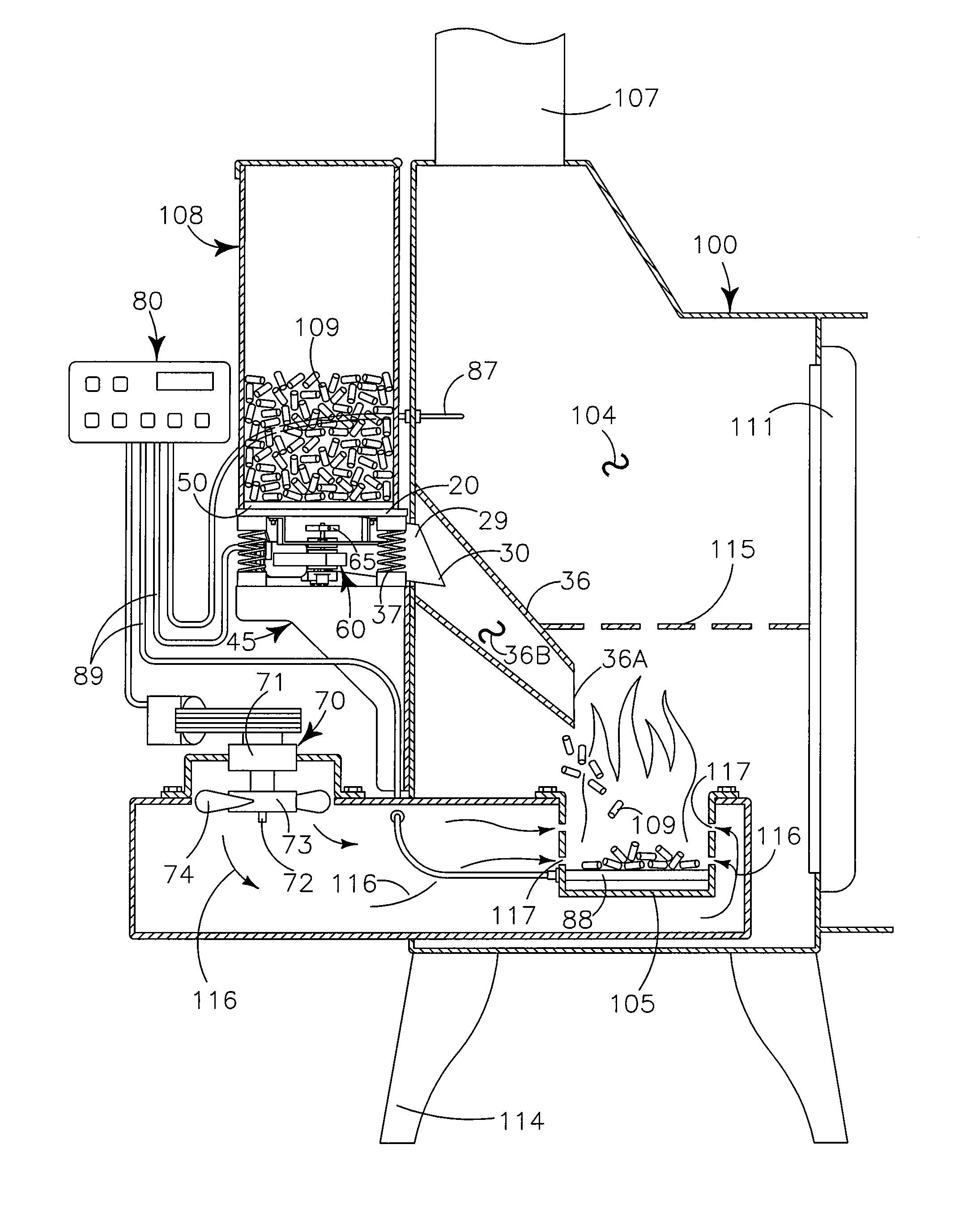 Vibratory feed mechanism for pellet fuel combustion device