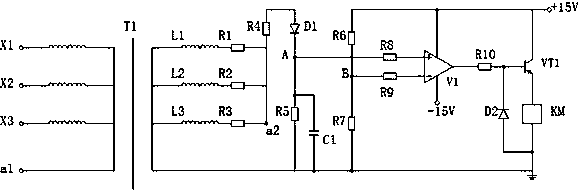 Three-phase load anti-phase failure protection circuit
