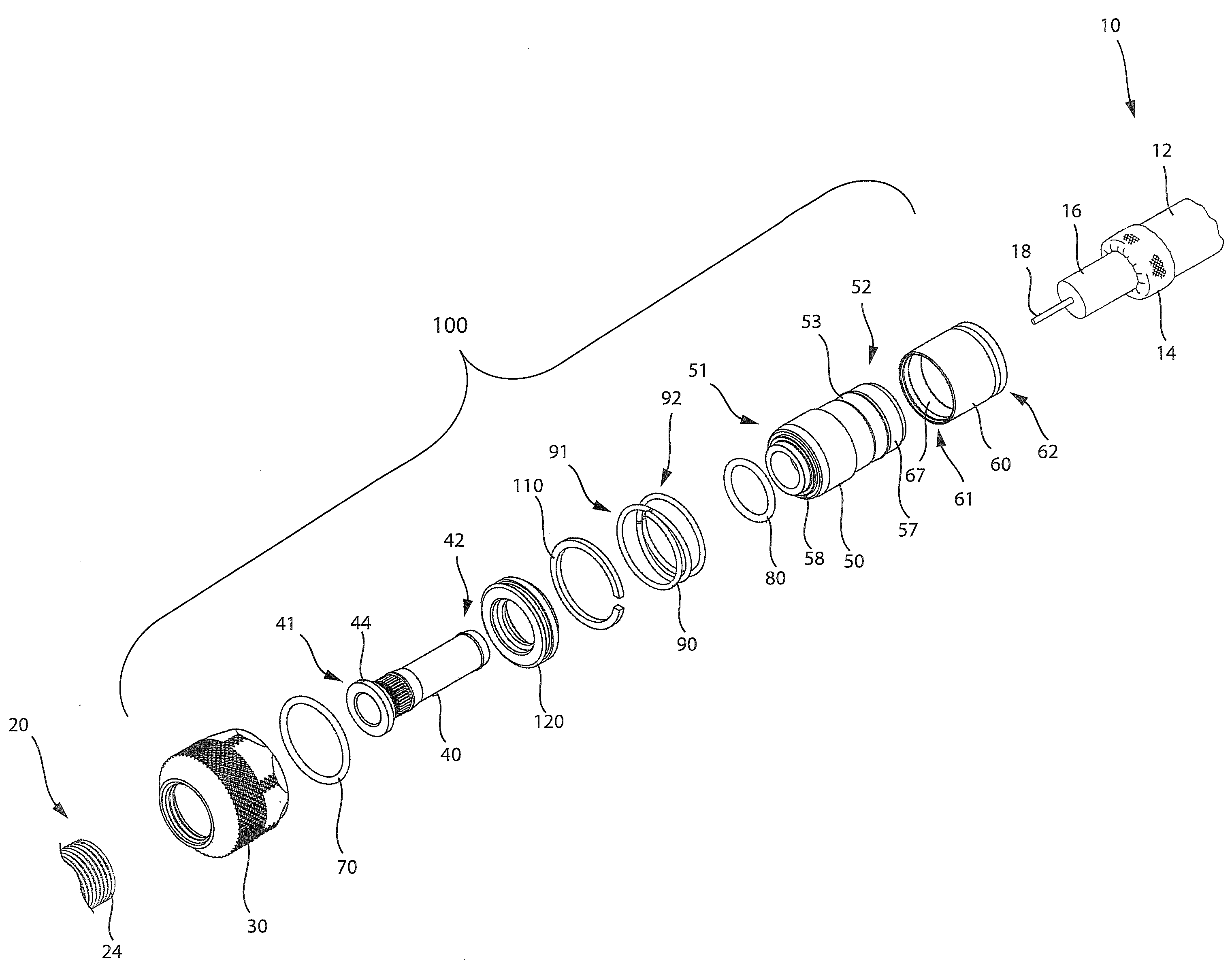 Coaxial cable connector with improved physical and RF sealing