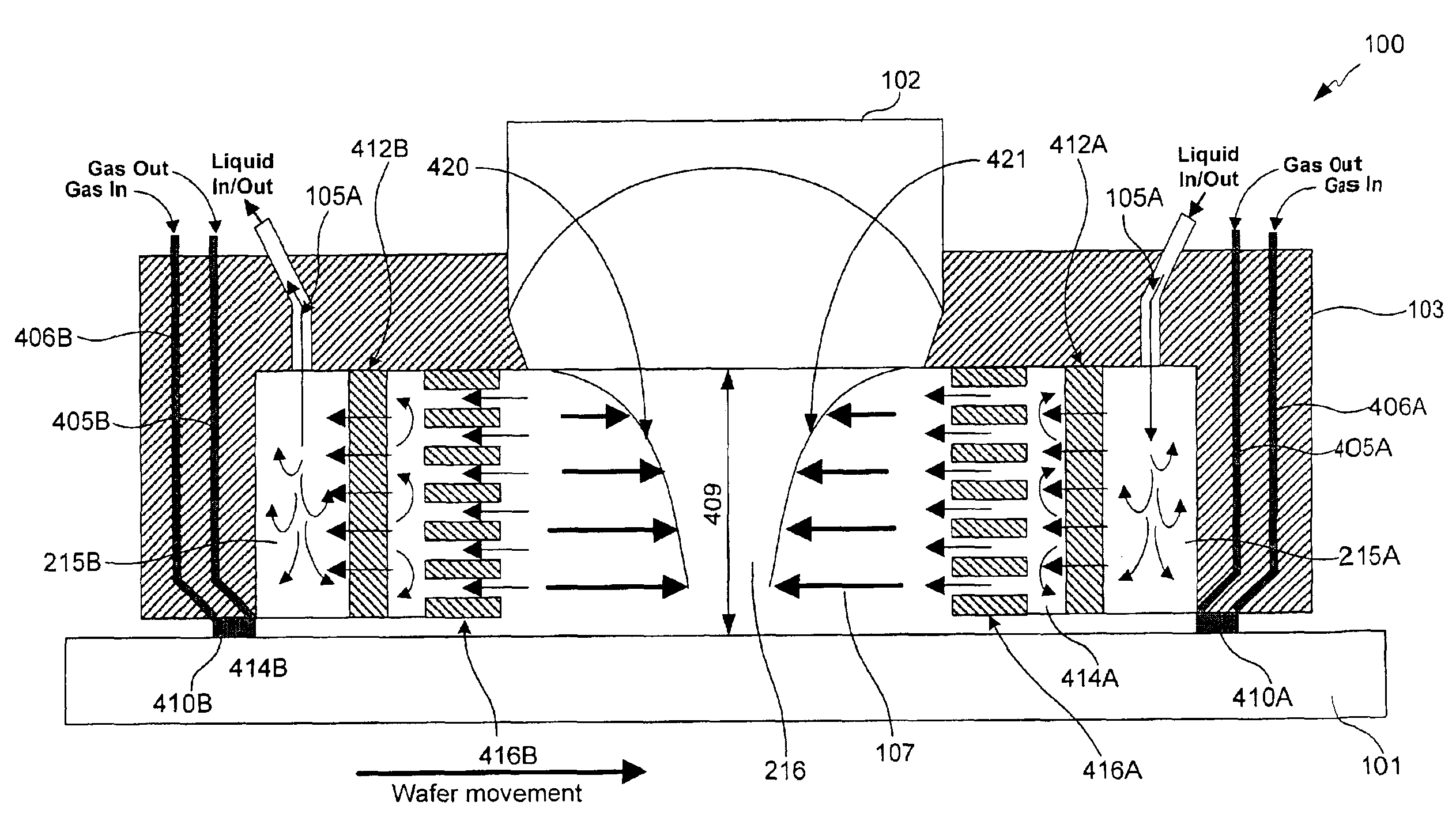 Immersion photolithography system and method using microchannel nozzles