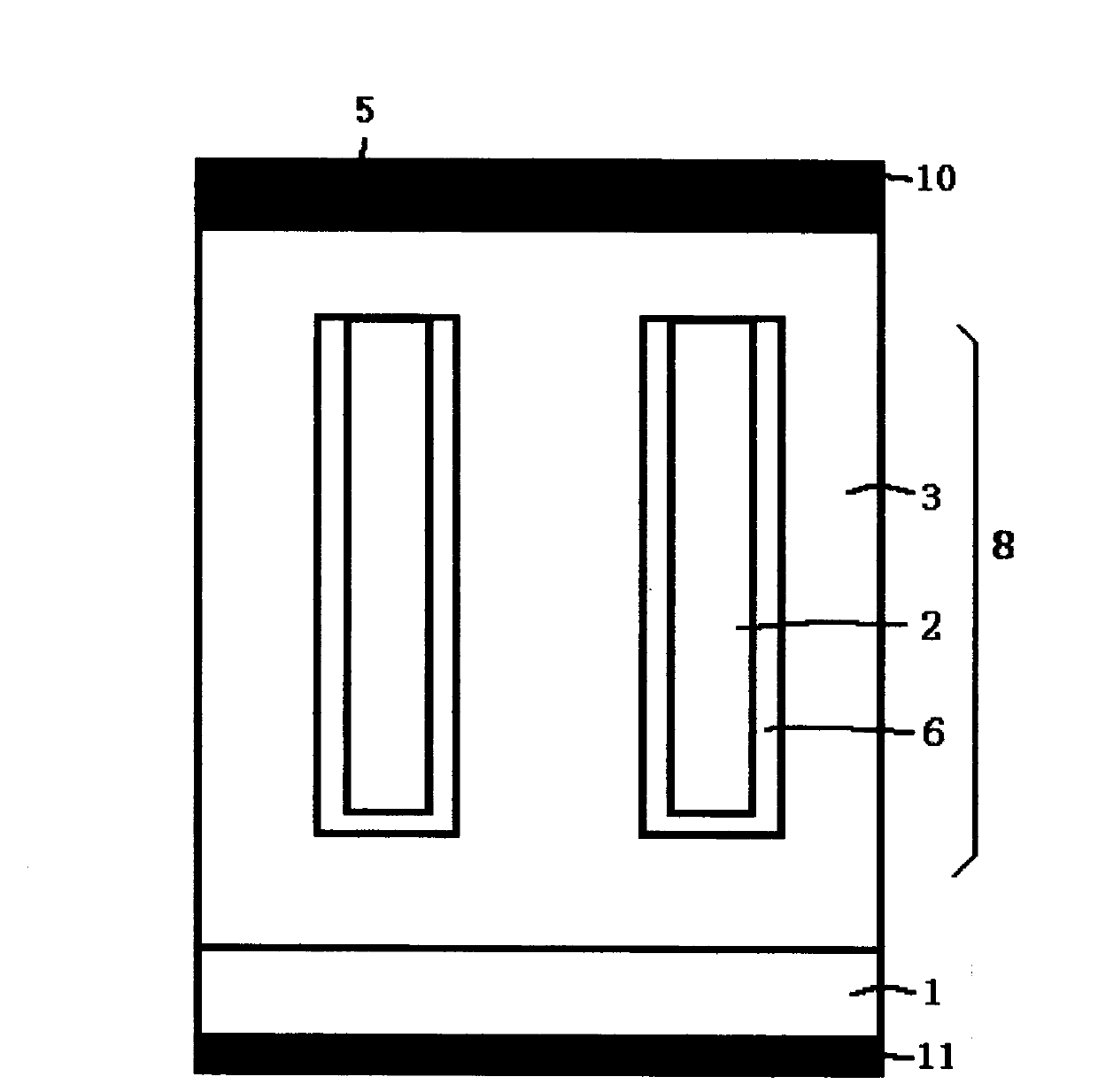 Schottky semiconductor device with charge compensation and manufacturing method thereof