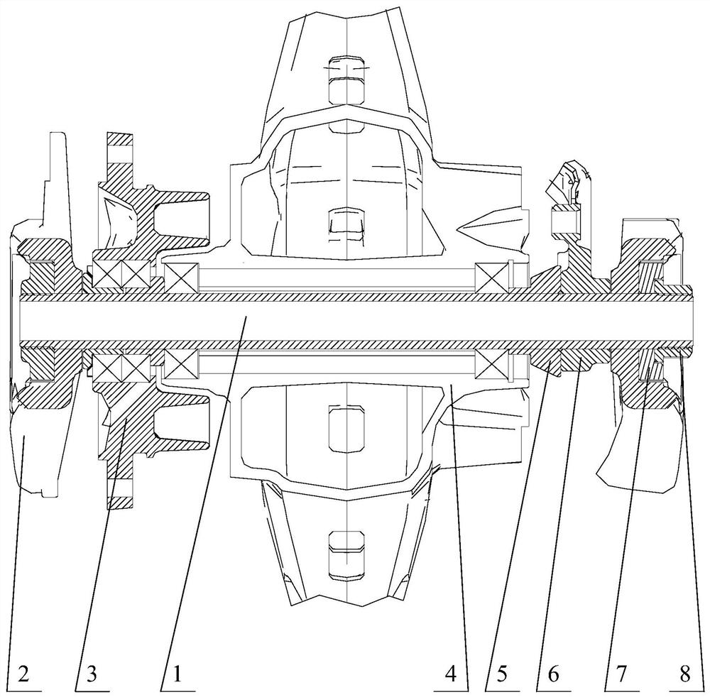 Rear wheel axle structure and mounting method