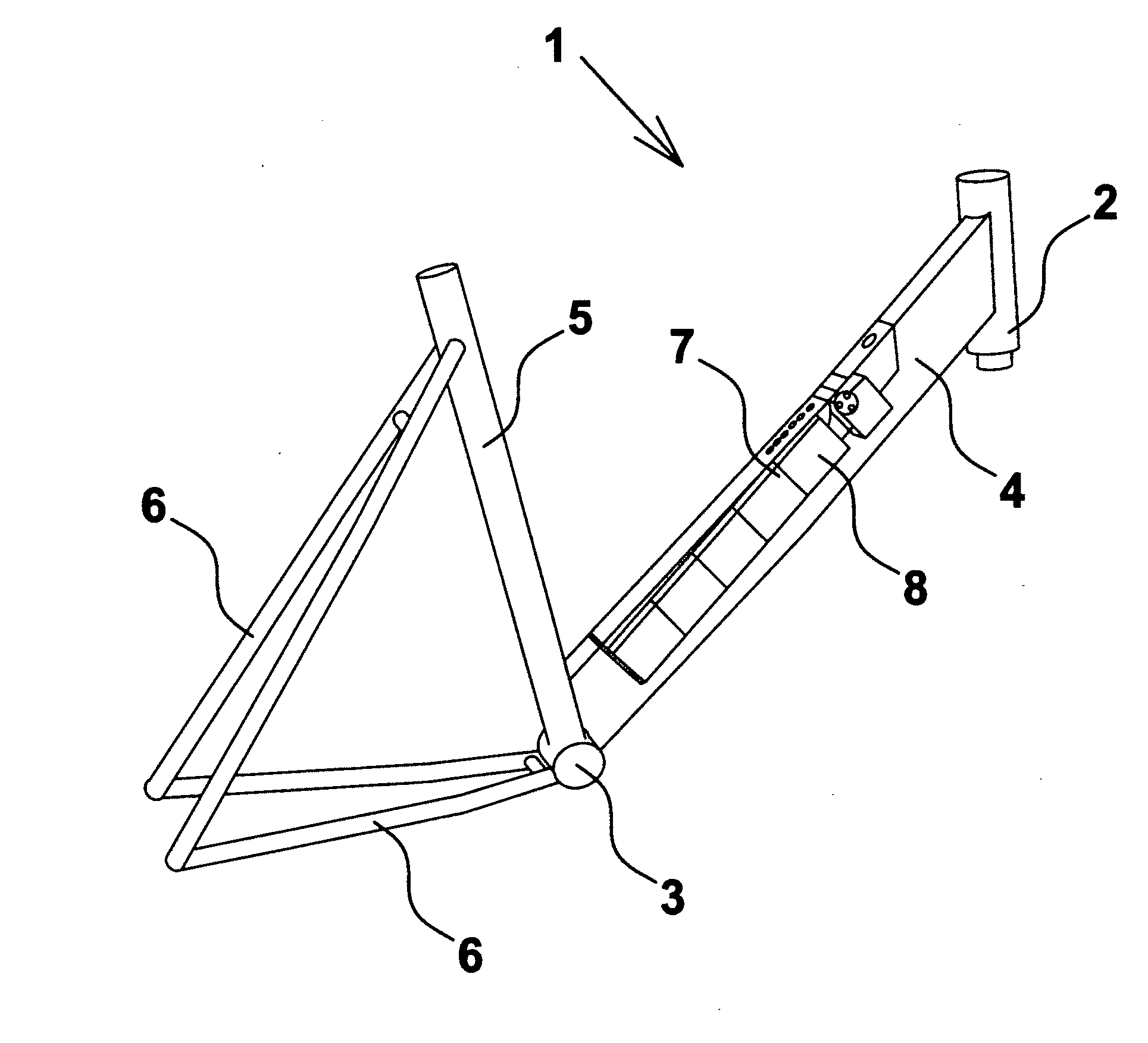 Bicycle frame with integrated and detachable battery