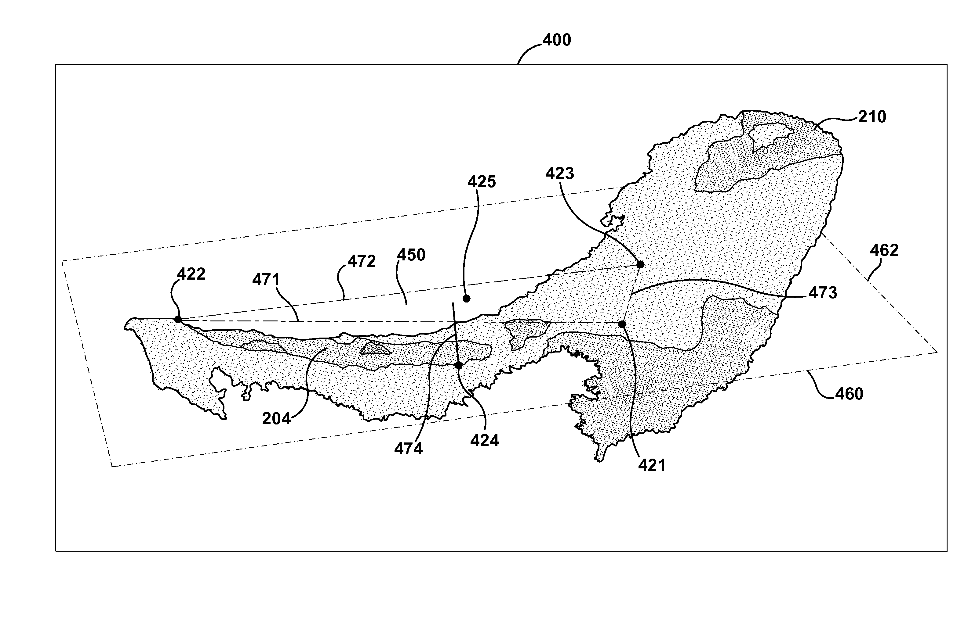 Method and device for displaying a three-dimensional view of the surface of a viewed object
