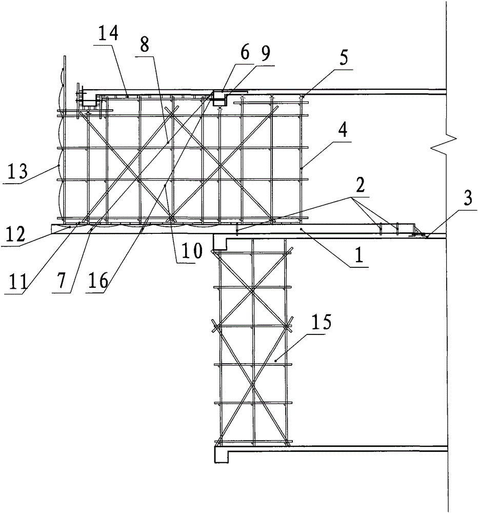 Cast-in-place concrete structure suspension scaffolding