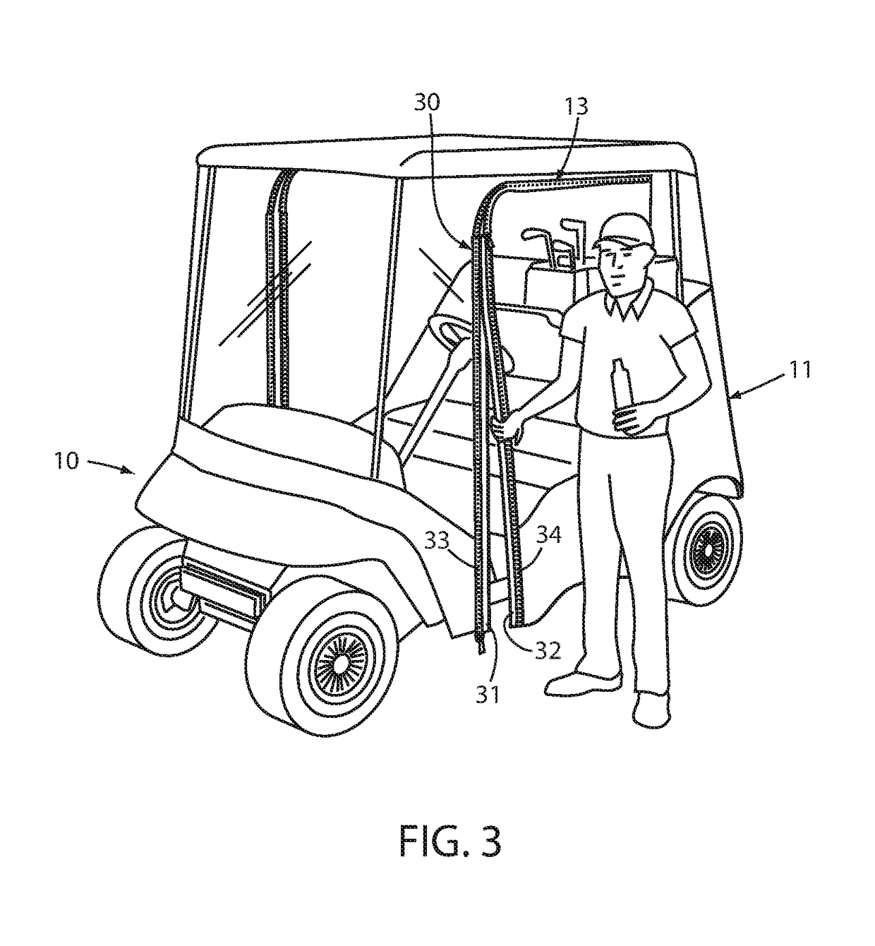 Golf cart cover quick-closure accessory